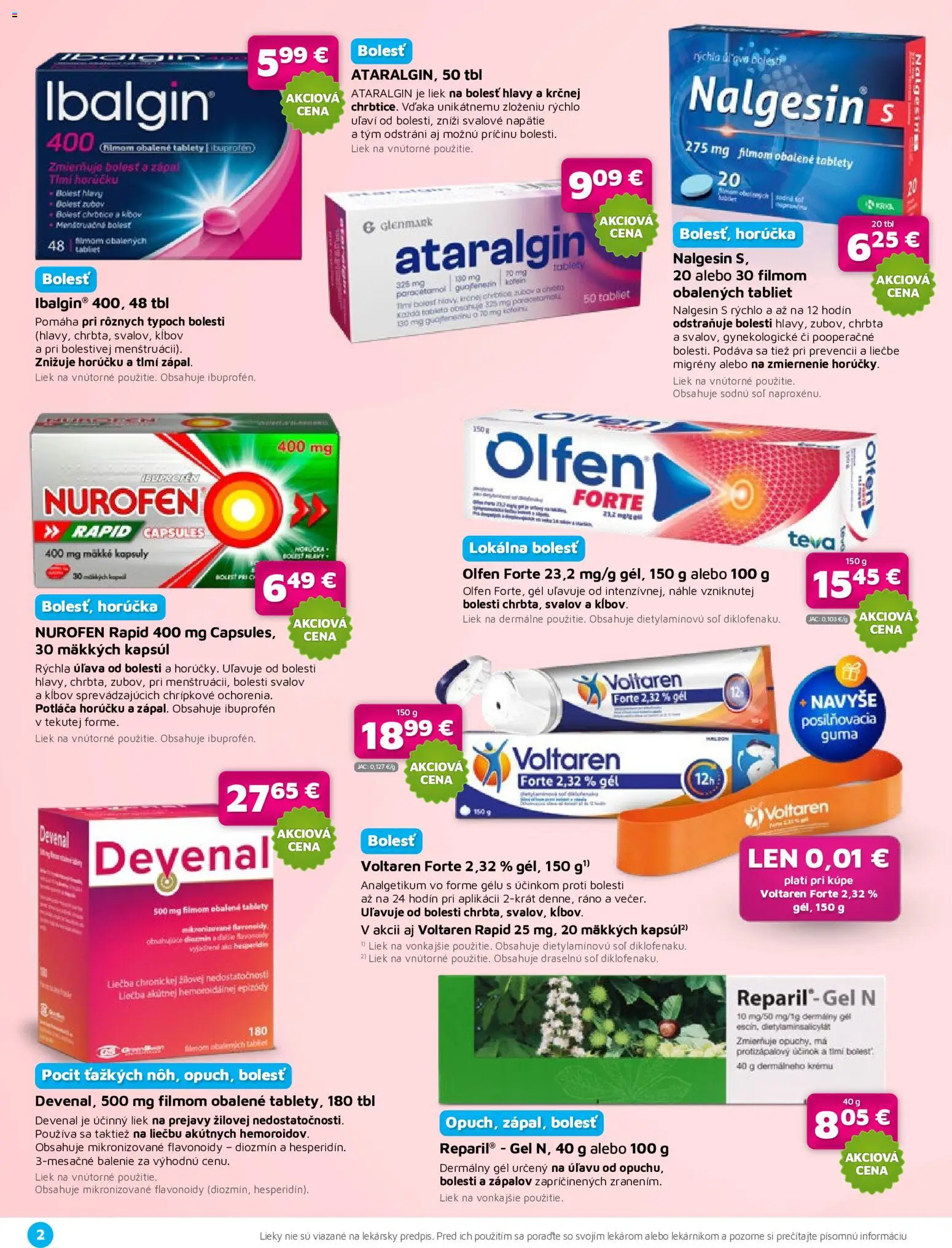 Nové Plus lekáreň akcie – leták je platný od 01.06.2026 | Strana: 2 | Produkty: Tablet, Voltaren, Soľ