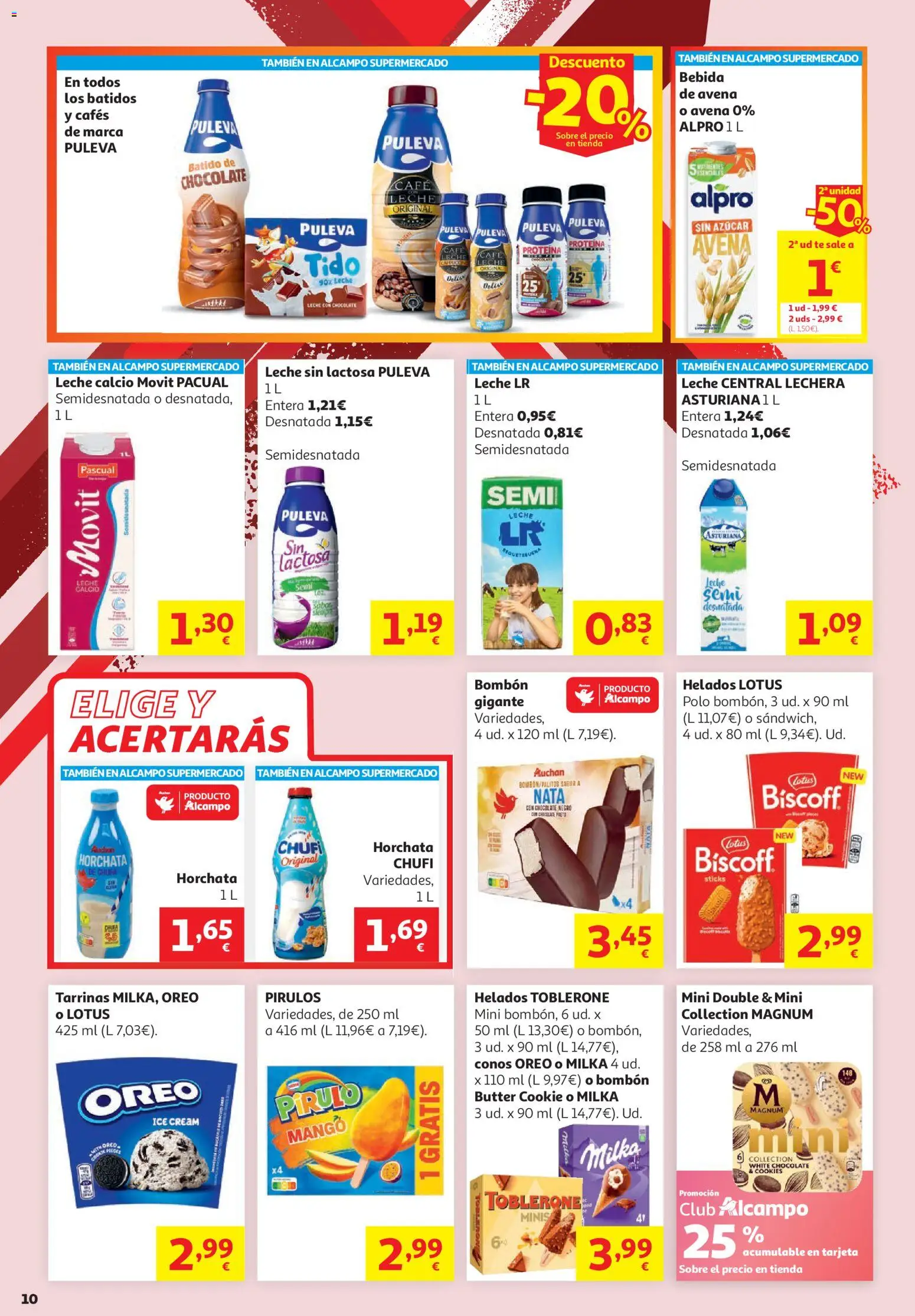 Alcampo -  HP Unico │ válido desde el 16.06.2026 | Página: 10 | Productos: Leche sin lactosa, Leche, Chocolate, Té