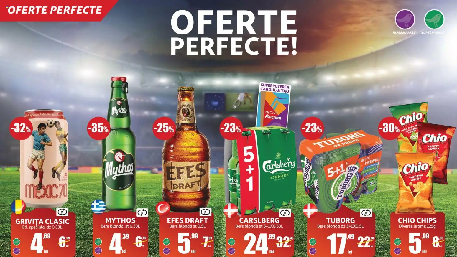 Noul catalog Auchan – valabil de la 10.06.2026 | Pagină: 3 | Produse: Cașcaval, Bere