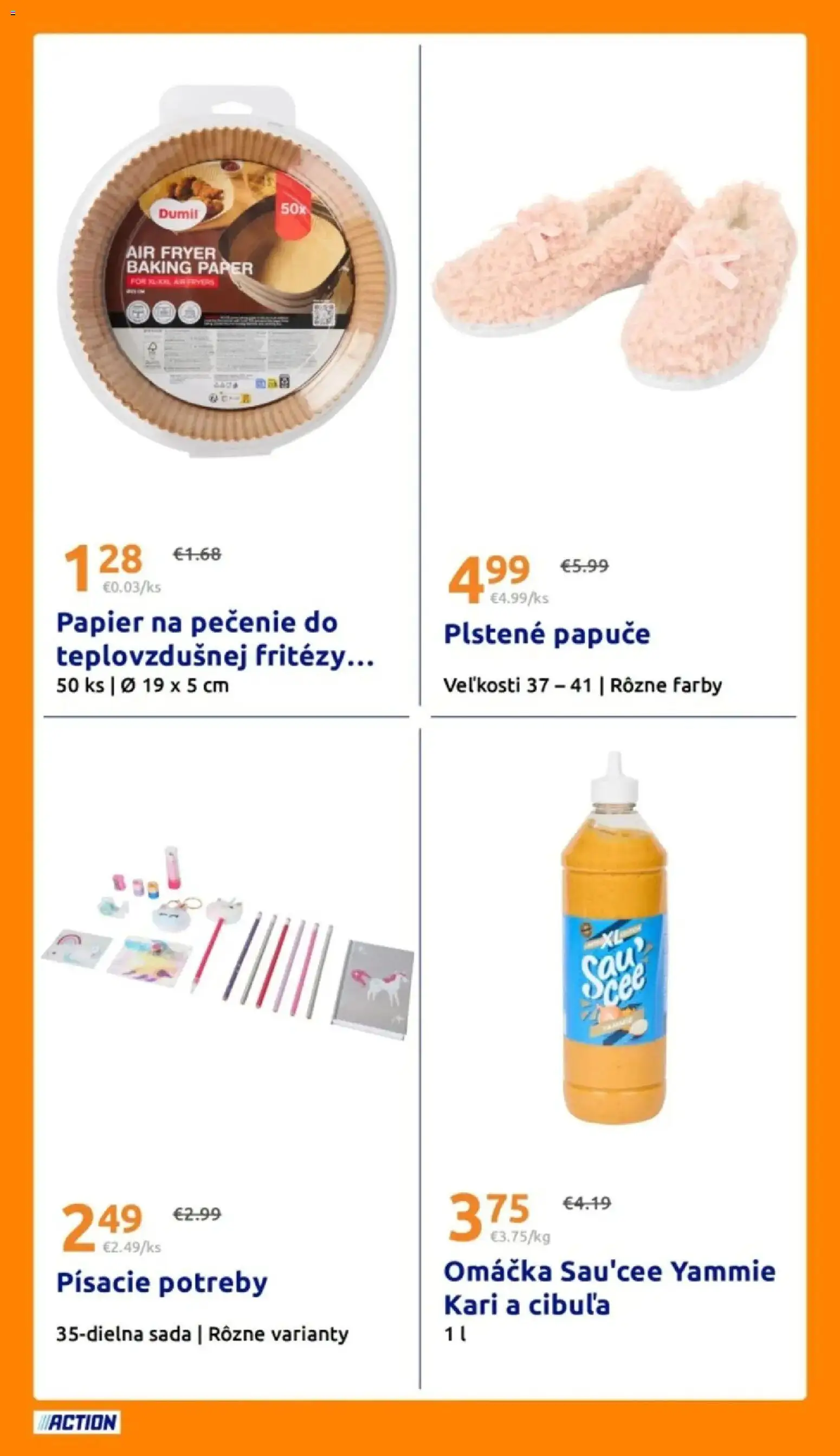 Nové Action akcie – leták je platný od 12.08.2026 | Strana: 29 | Produkty: Papuče, Omáčka, Papier na pečenie