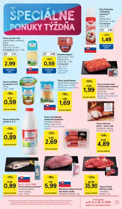 Tesco leták platný od 09.09.2026 | Strana: 11 | Produkty: Mlieko, Kačacie prsia, Smotana, Mäso