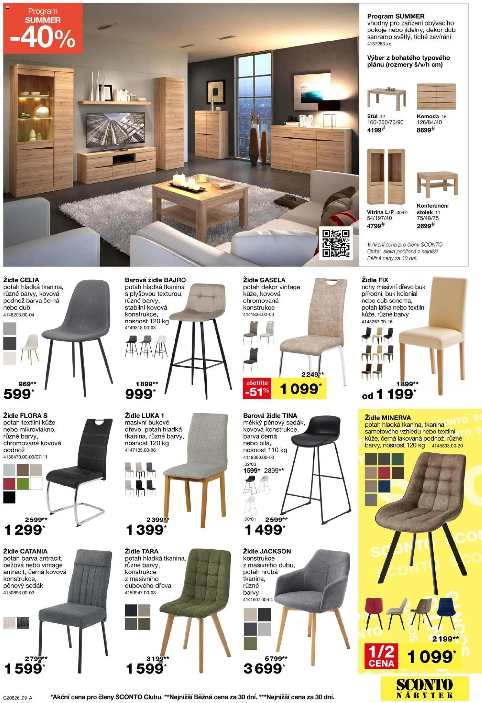 Sconto nábytek leták od 17.06.2026 | Strana: 9 | Produkty: Komoda, Stolek, Stůl, Židle