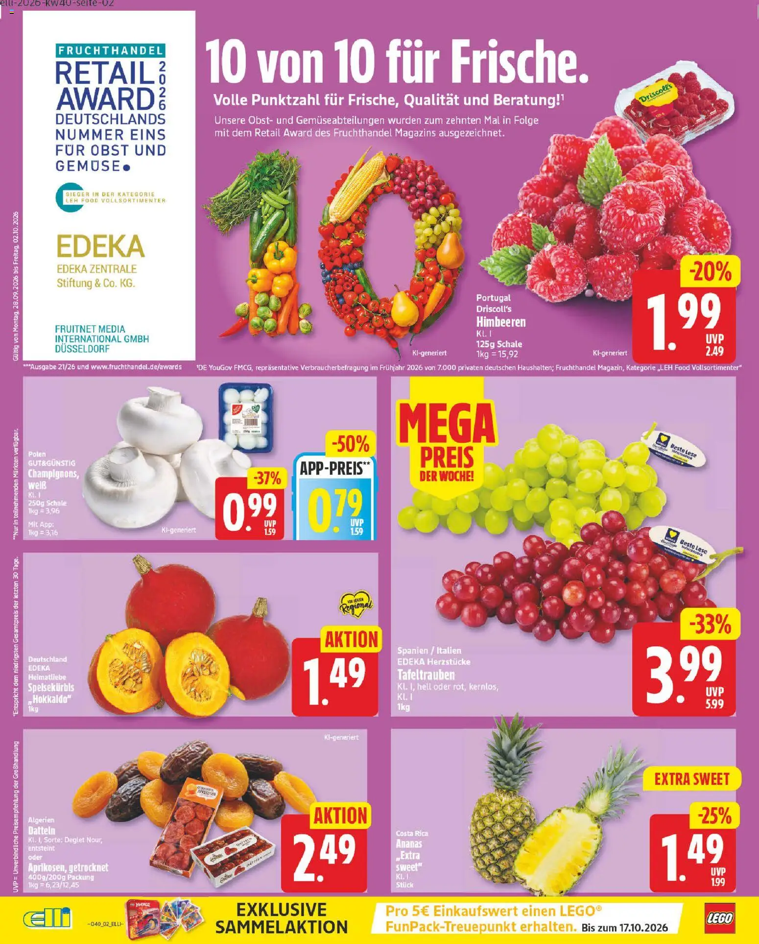 Elli Markt Prospekt – gültig ab 28.09.2026 | Seite: 2 | Produkte: Himbeeren, Ananas, Gemüse, Obst