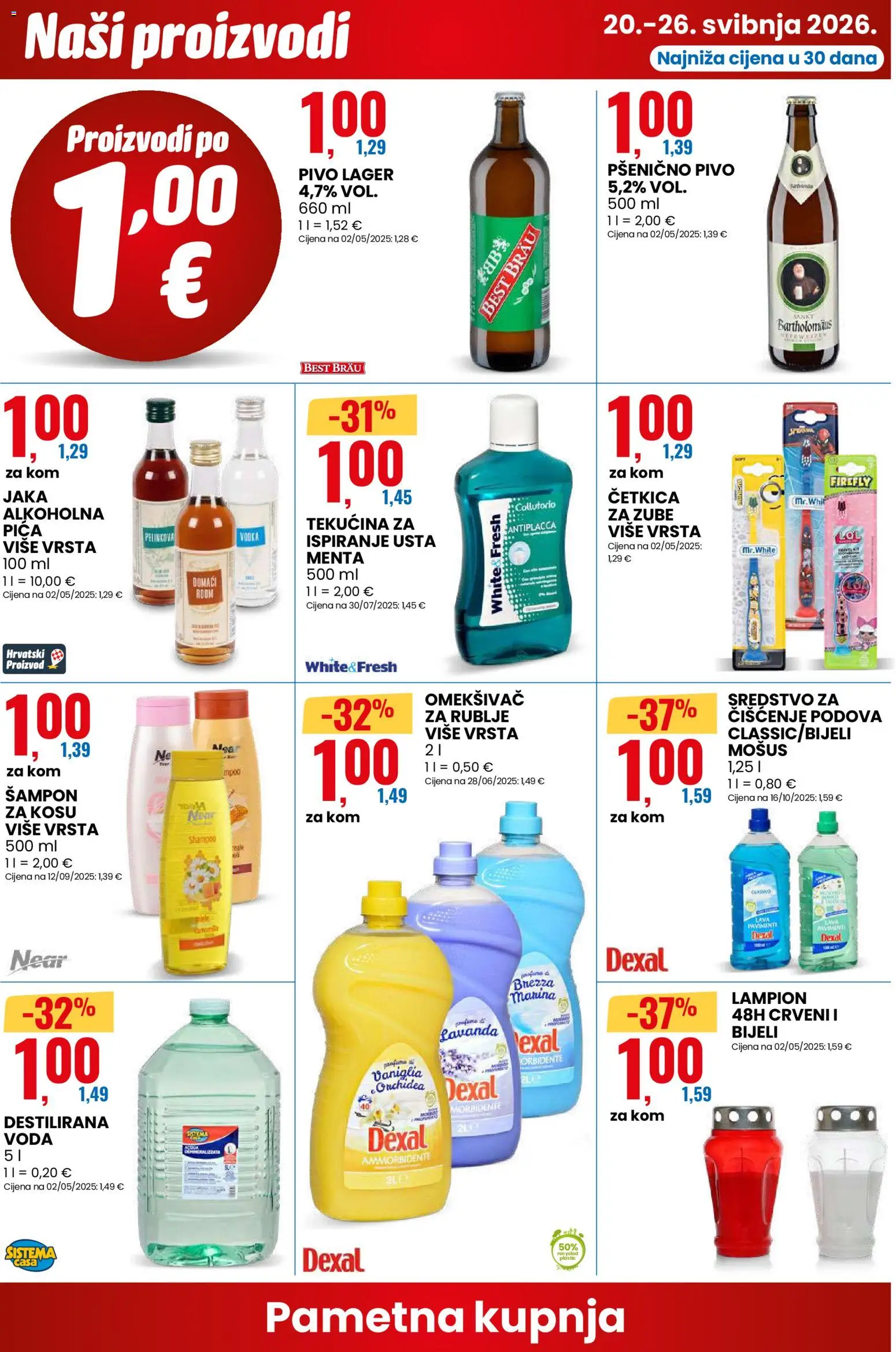 Eurospin katalog | vrijedi od 20.05.2026 | Stranica: 4 | Proizvodi: Šampon, Sredstvo za čišćenje podova, Pivo, Omekšivač