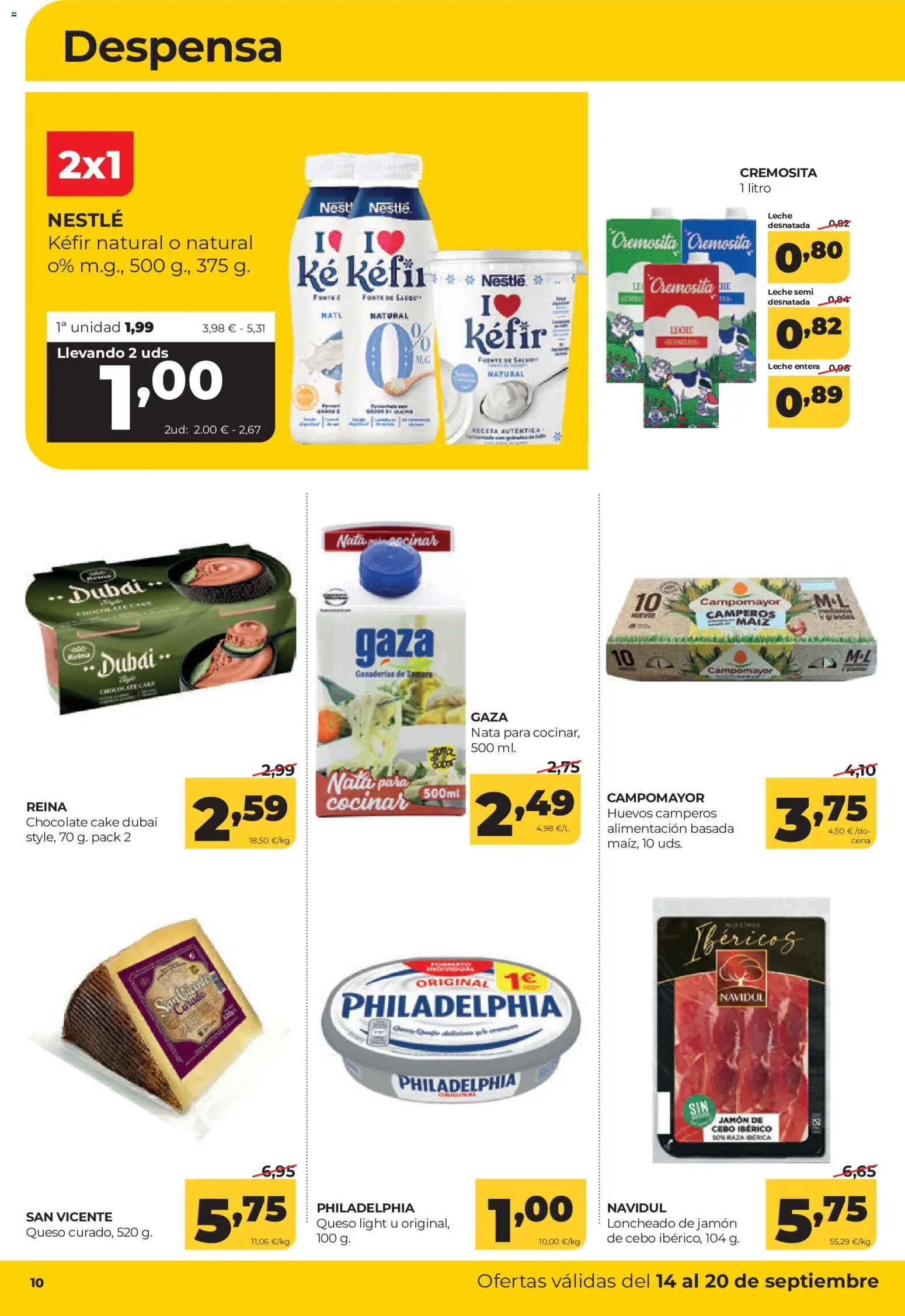 Alimerka folleto Castilla y León │ válido desde el 14/09/2026 | Página: 10 | Productos: Leche entera, Kéfir, Huevos, Nata