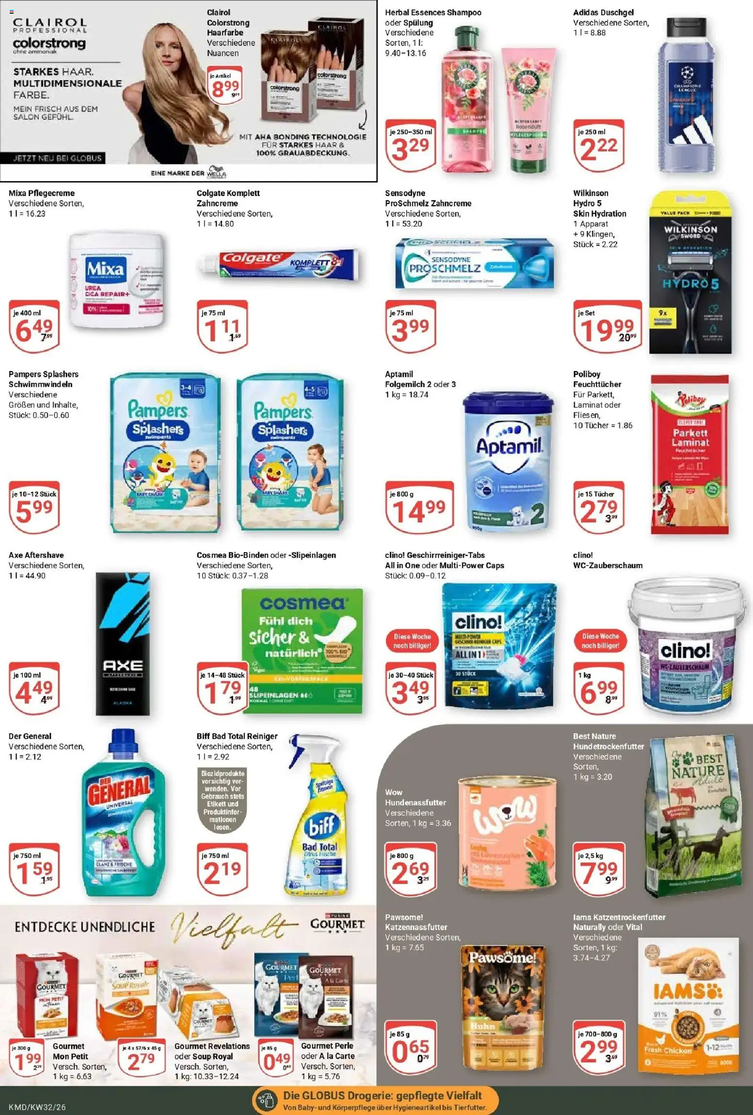 Globus Prospekt Köln (ab 03.08.2026) » Angebote online | Seite: 20 | Produkte: Pampers, Shampoo, Spülung, Axe