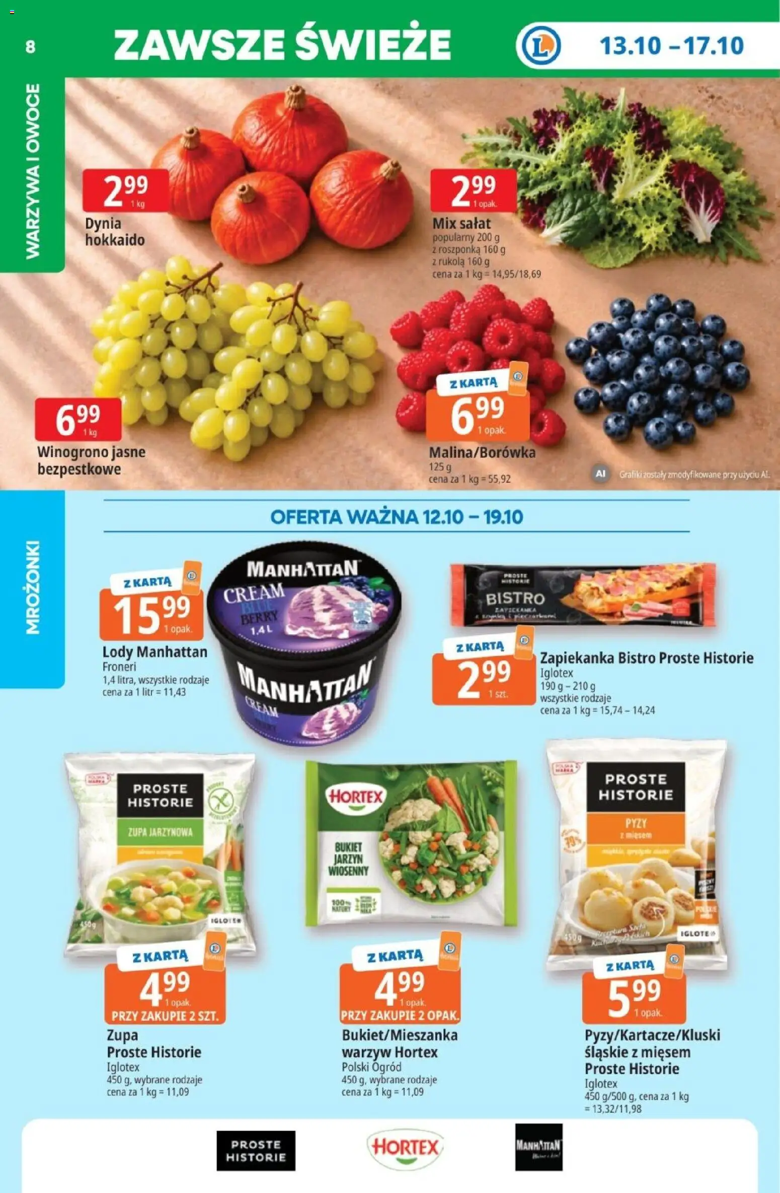 E.Leclerc gazetka - Tanio To Tu od 12.10.2026 | Strona: 8 | Produkty: Dynia, Mrożonki, Roszponka, Lody manhattan