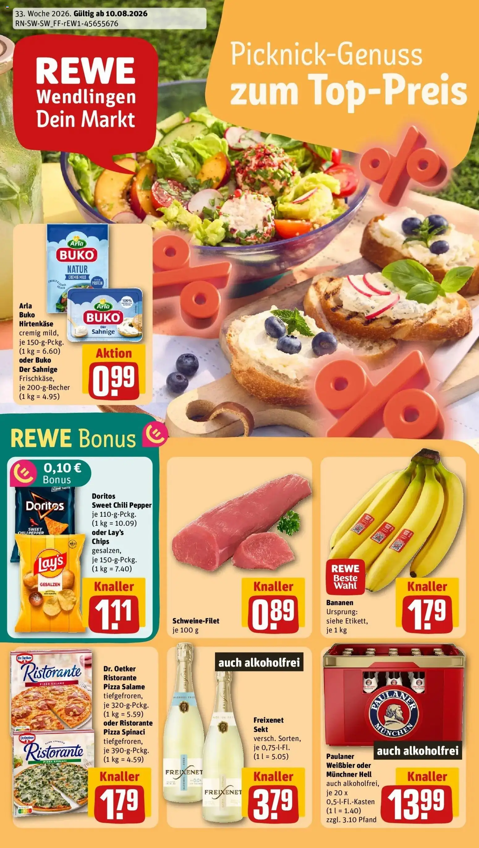 REWE Prospekt ab 10.08.2026 zum Blättern » Angebote | Seite: 1 | Produkte: Ristorante, Sekt, Chili, Paulaner