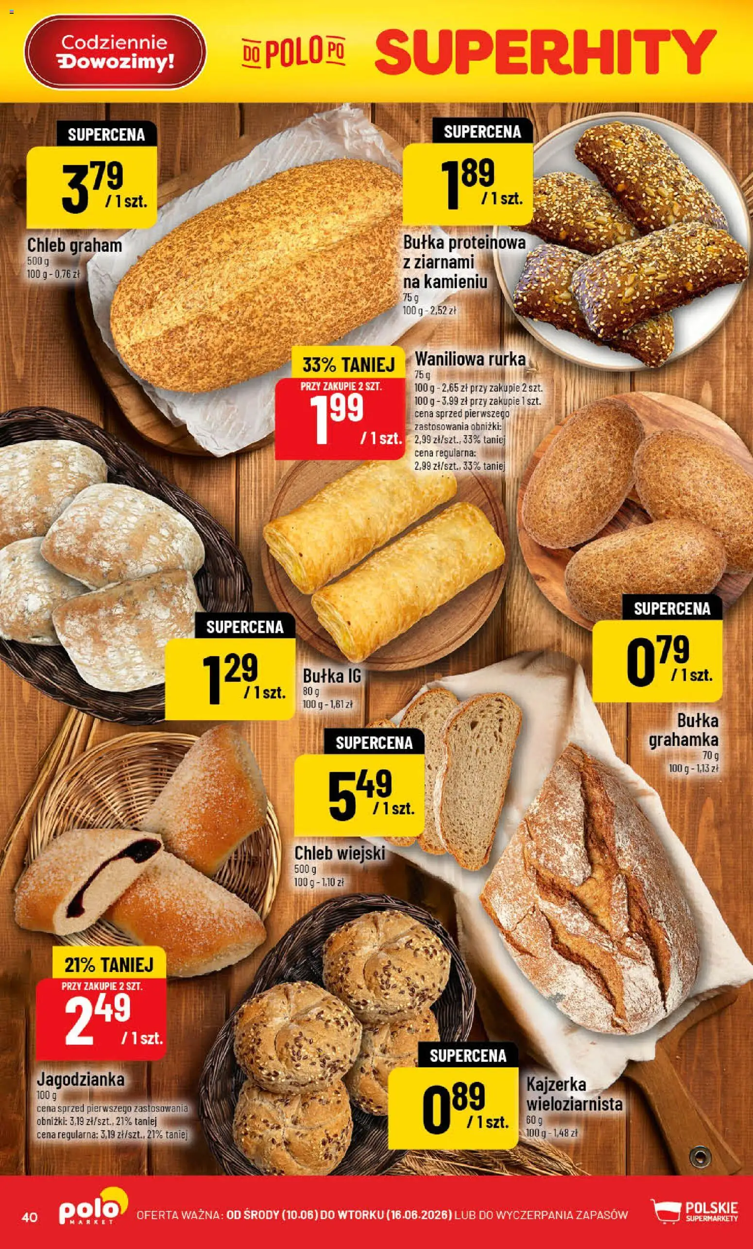 POLOmarket gazetka od 10.06.2026 | Strona: 40 | Produkty: Bułka proteinowa, Bułka, Chleb