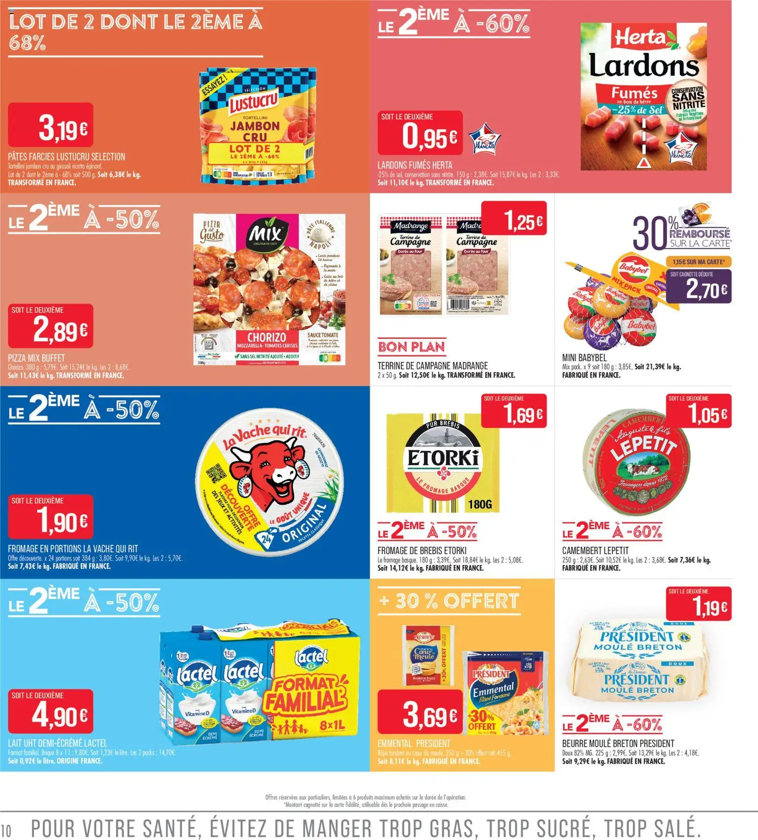 {H1} | Page: 10 | Produits: Jambon Cru, Tomate, Fromage en portions, Ricotta