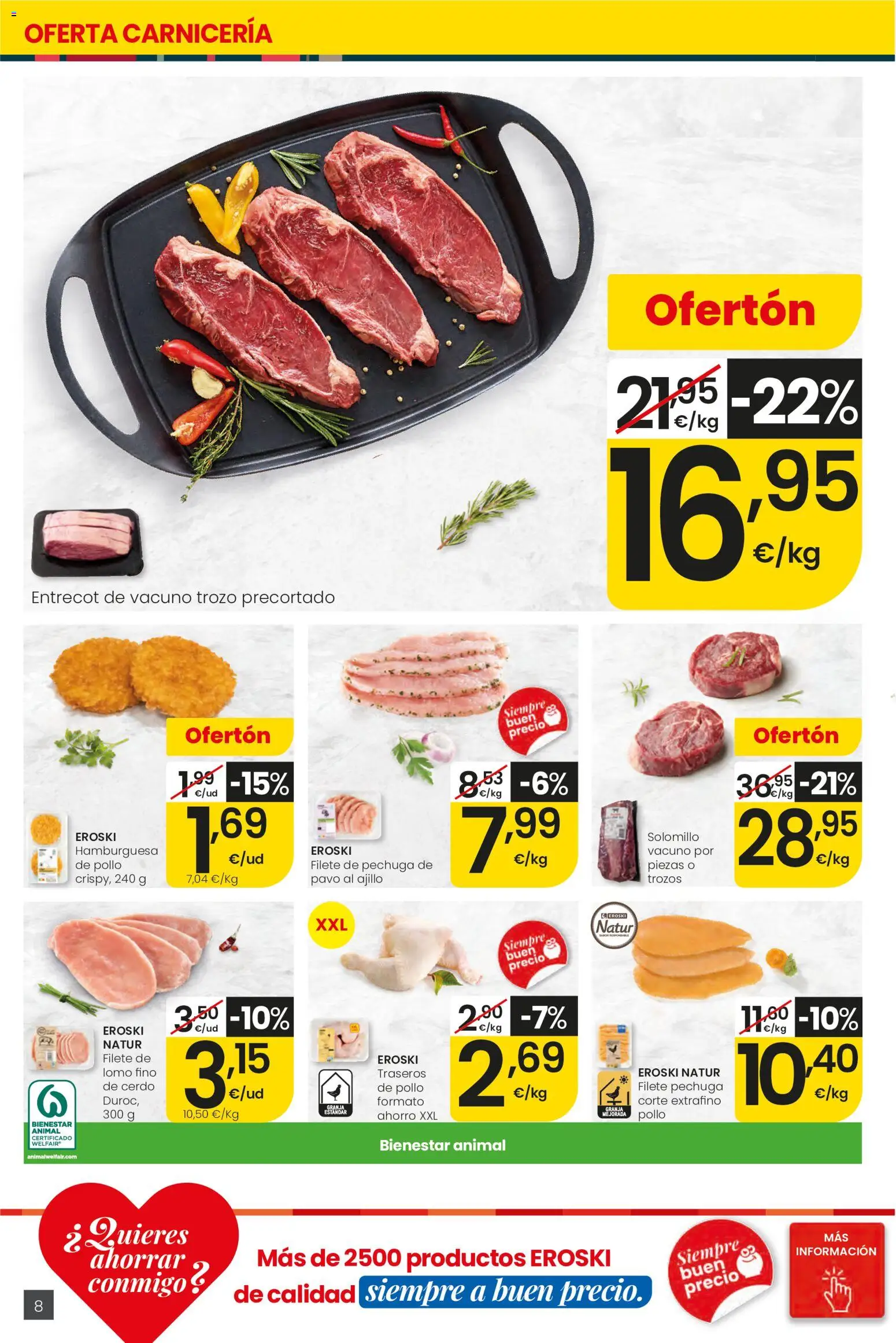 Eroski Ofertones de verano Center │ válido desde el 11.06.2026 | Página: 8 | Productos: Cerdo, Filete, Σοκολατούχο γάλα