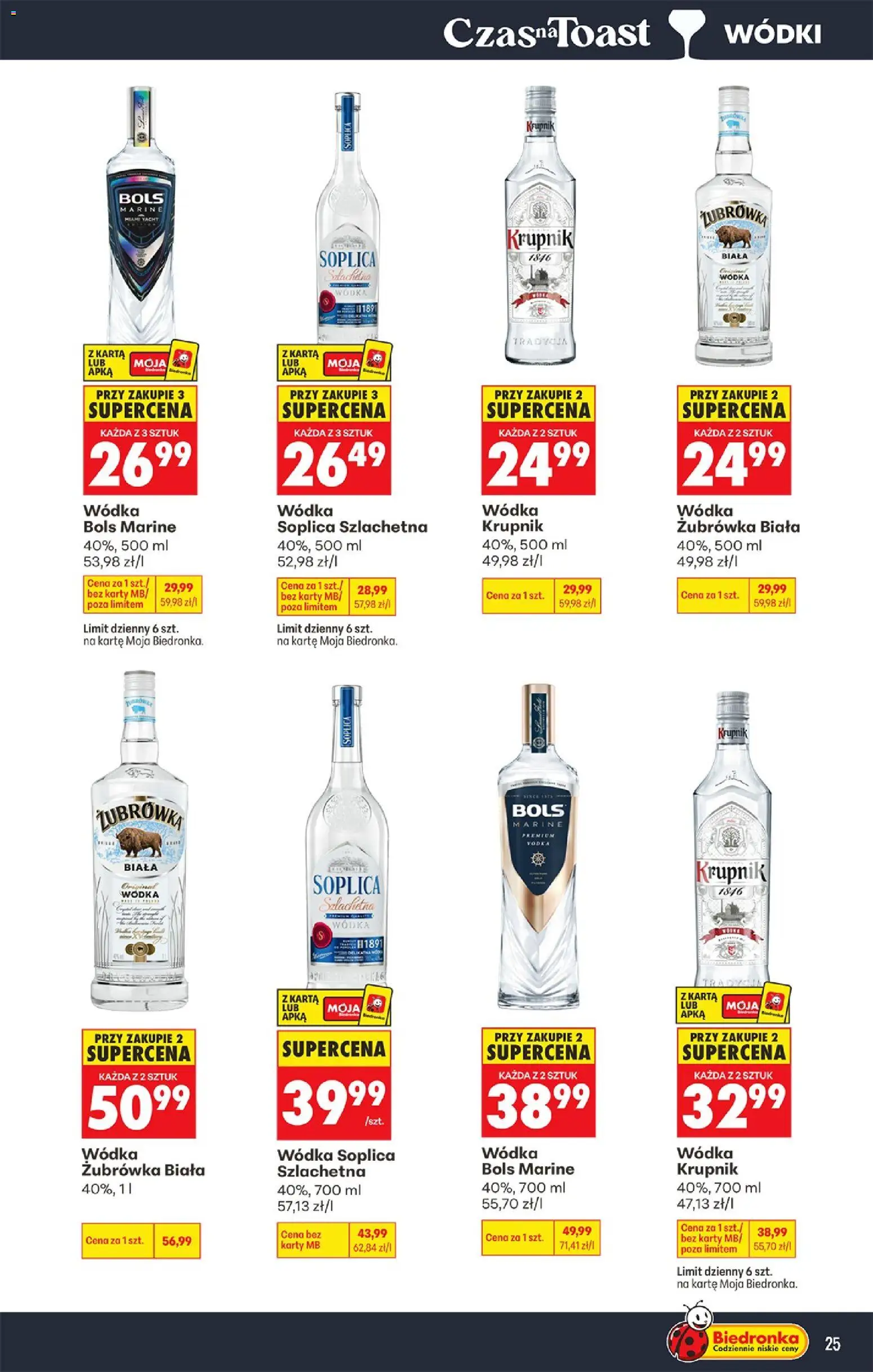 Biedronka Polsko leták - Czas na toast od 10.08.2026 | Strana: 25 | Produkty: Vodka, Zubrowka, Karty