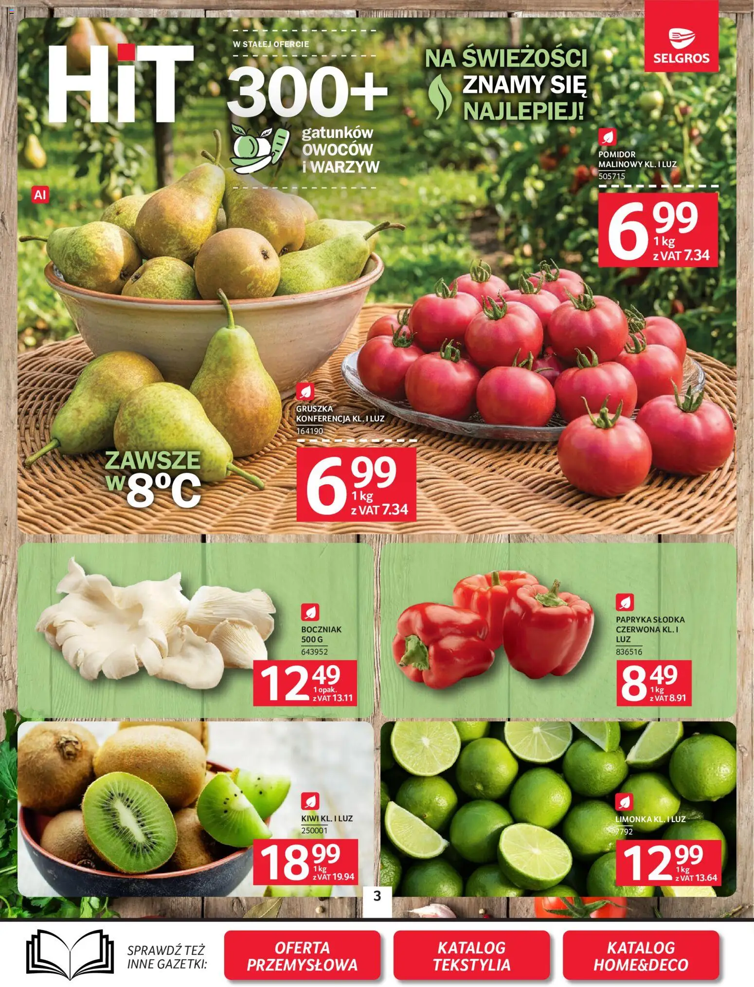 Selgros cash&carry gazetka od 24.09.2026 | Strona: 3 | Produkty: Limonka, Gruszka, Papryka, Tekstylia