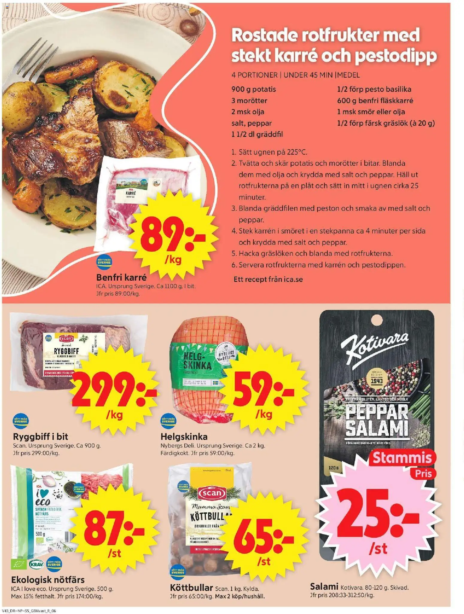 ICA Supermarket reklamblad aktuell från 19/10/2026 | Sida: 8 | Produkter: Stek, Skinka, Basilika, Stekpanna
