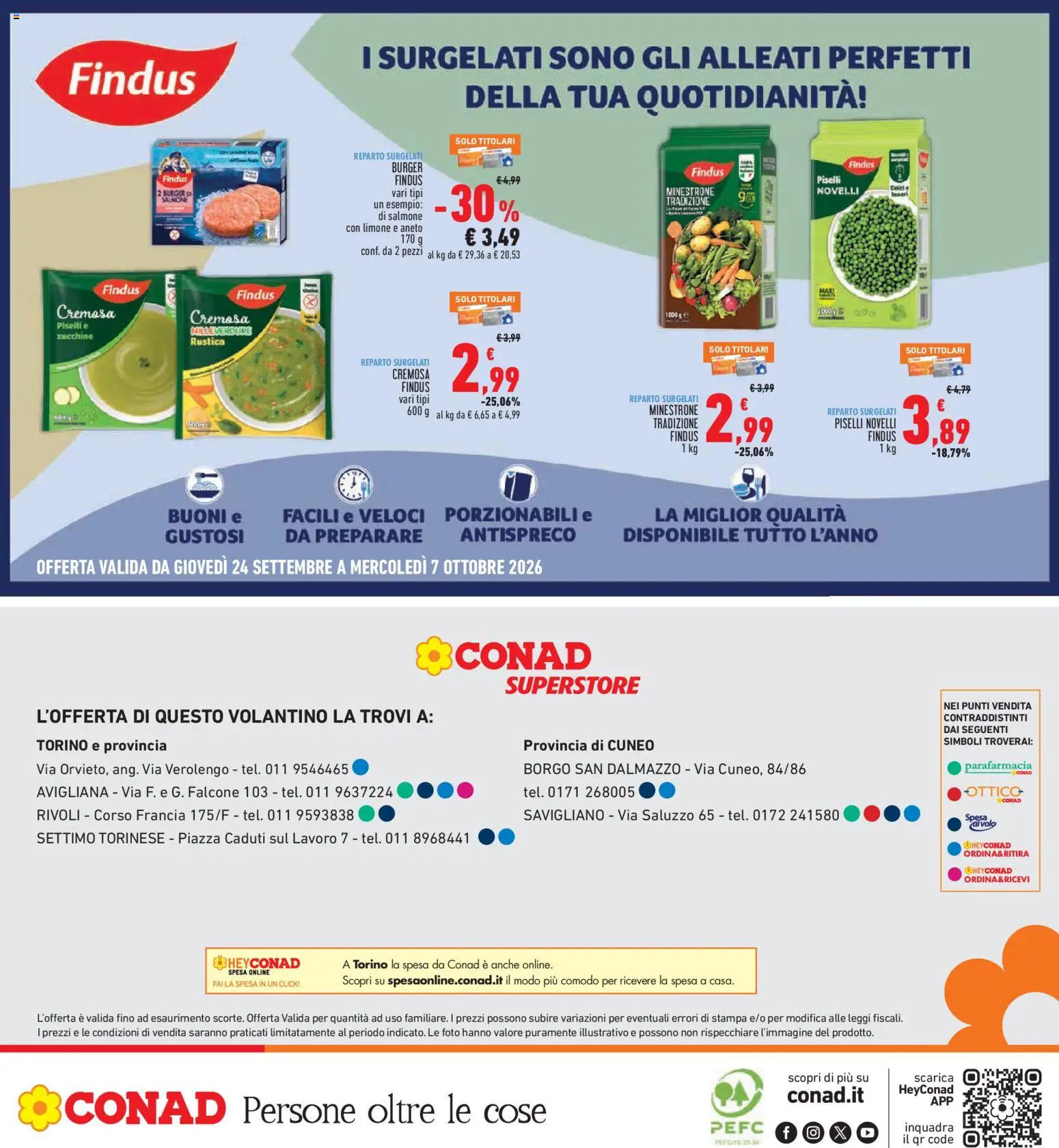 Volantino Conad del 24/09/2026 | Pagina: 28 | Prodotti: Minestrone, Aneto, Piselli, Zucchine