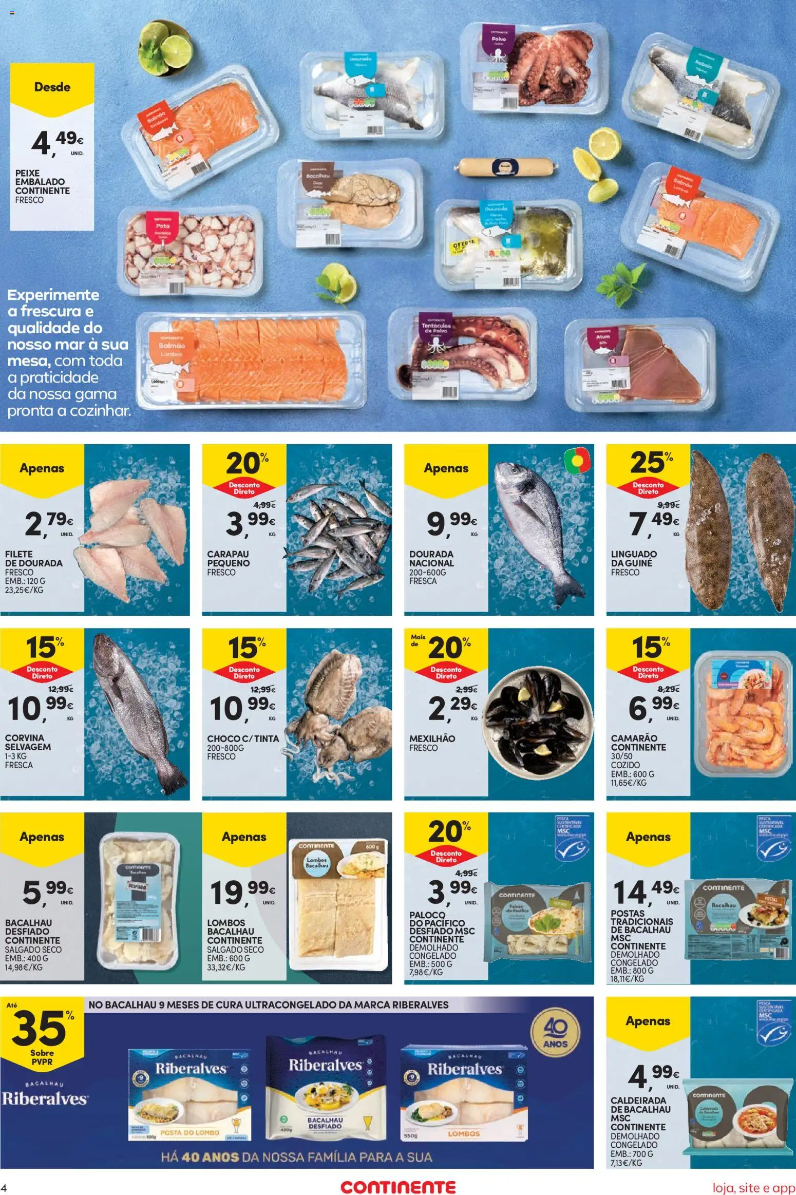 Continente Semanal Continente Bom Dia │ válido de 26.05.2026 | Página: 4 | Produtos: Atum, Bacalhau, Tinta, Lombo