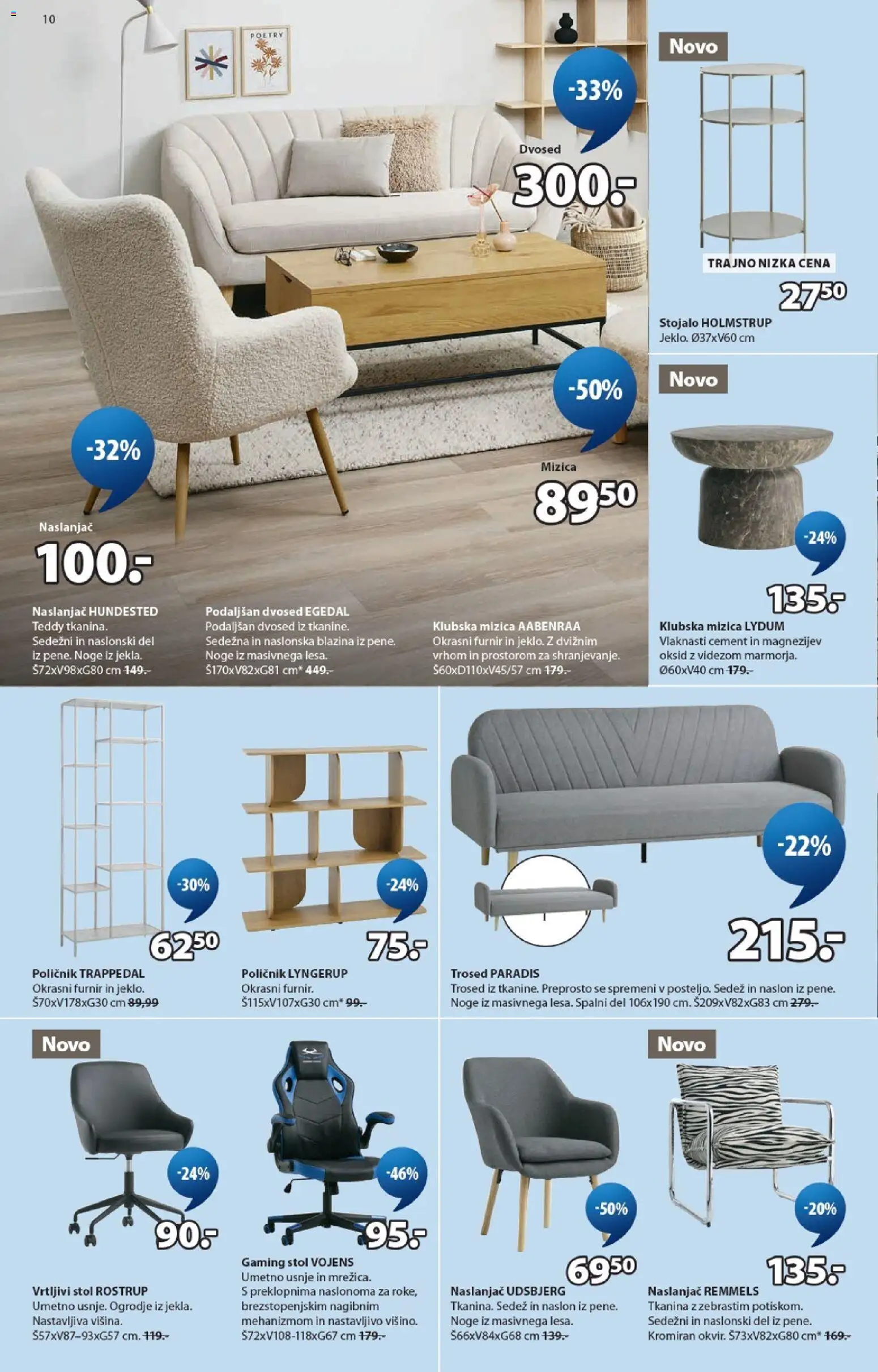 Novi JYSK katalog ponudbe – veljaven od 30.09.2026 | Stran: 10 | Izdelki: Mizica, Trosed, Dvosed, Blazina