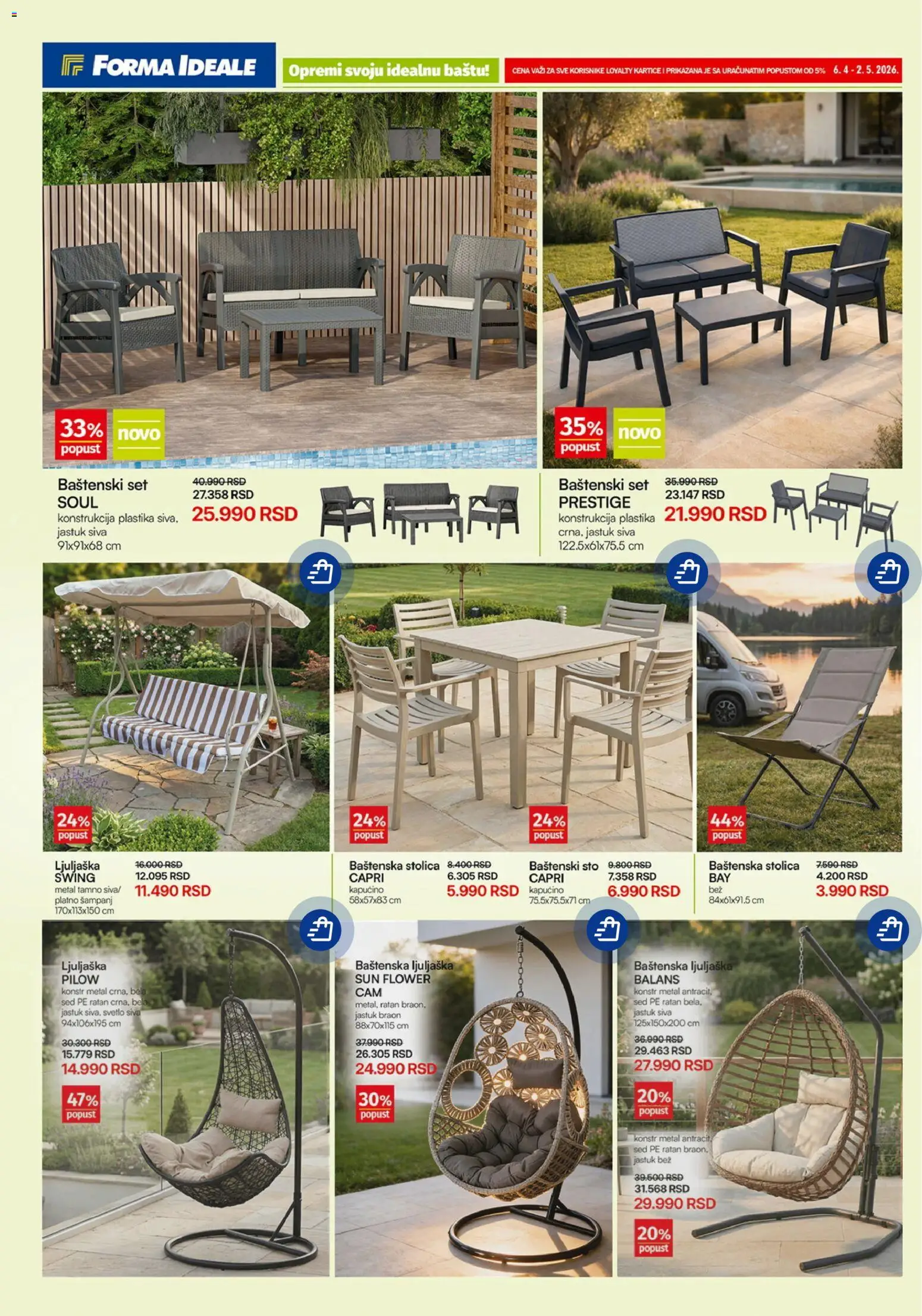 Forma Ideale katalog - važi od 06.04.2026 | Strana: 2 | Proizvode: Baštenski sto, Sto, Stolica, Kapućino
