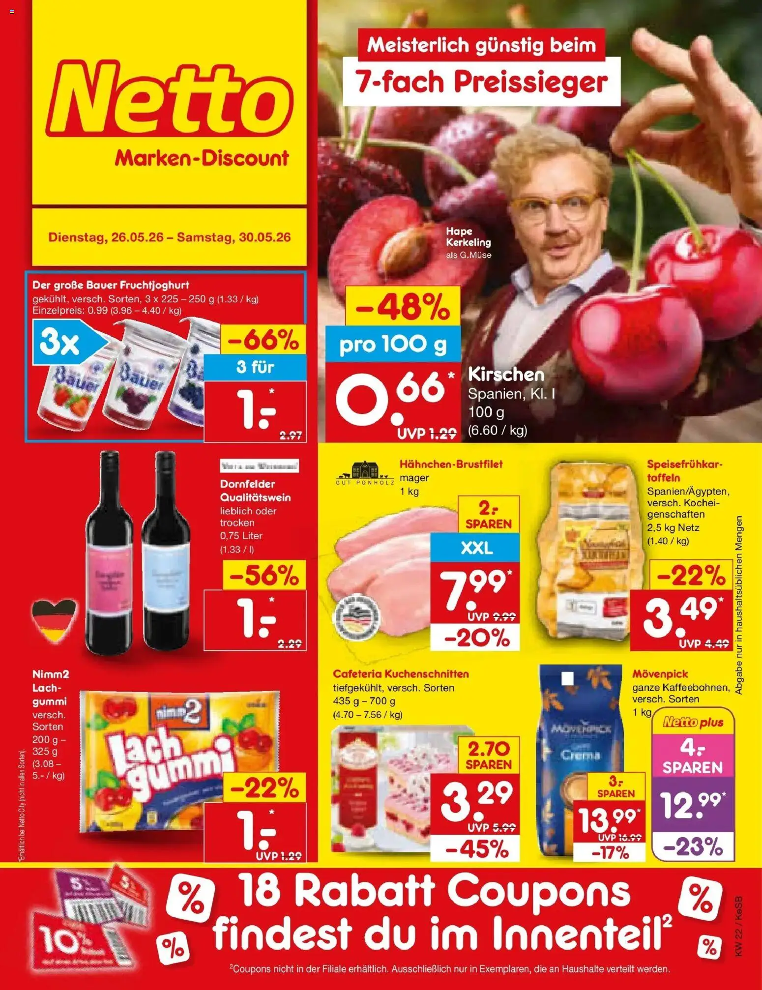 Netto Marken-Discount Prospekt Bonn – gültig ab 26.05.2026 | Seite: 1 | Produkte: Fruchtjoghurt, Kirschen
