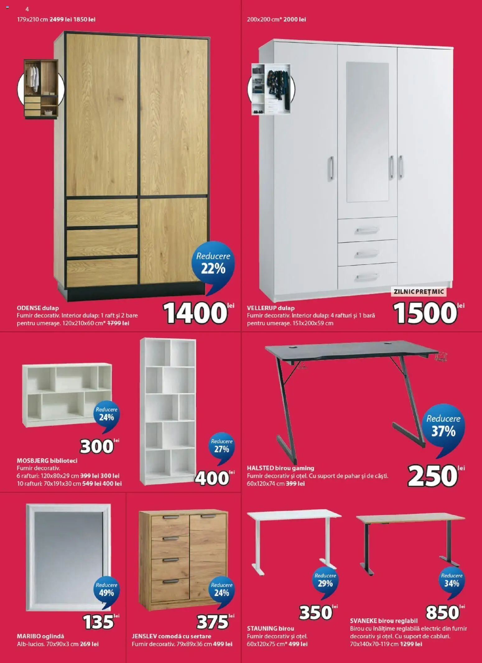 Noul catalog JYSK – valabil de la 04.08.2026 | Pagină: 4 | Produse: Çikolatalı gofret, Raft, Comodă, Oglindă