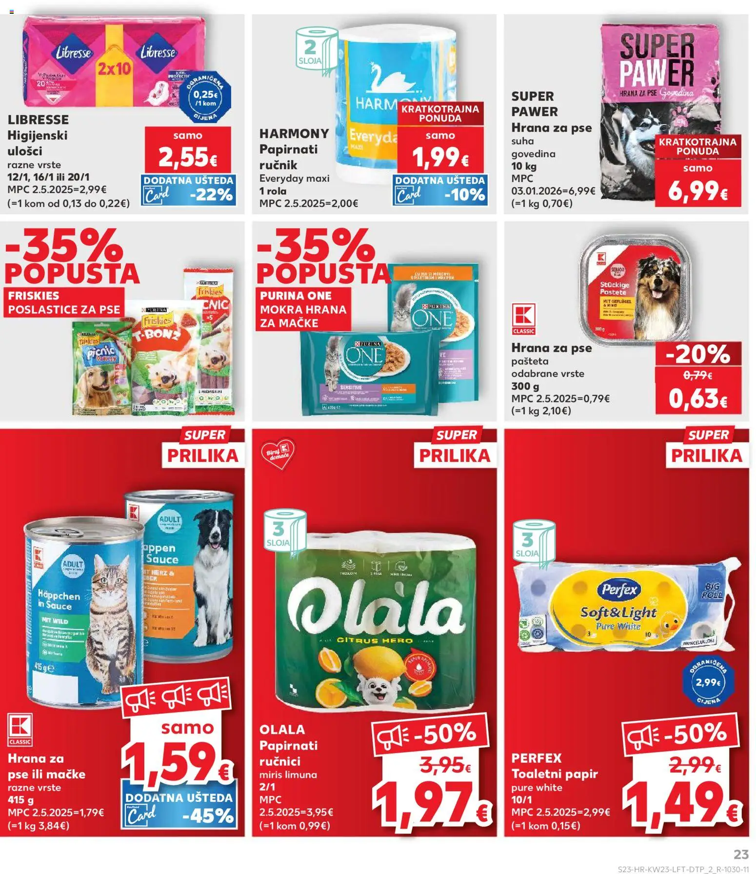 Kaufland katalog | vrijedi od 03.06.2026 | Stranica: 23 | Proizvodi: Miris, Pašteta, Hrana za mačke, Libresse