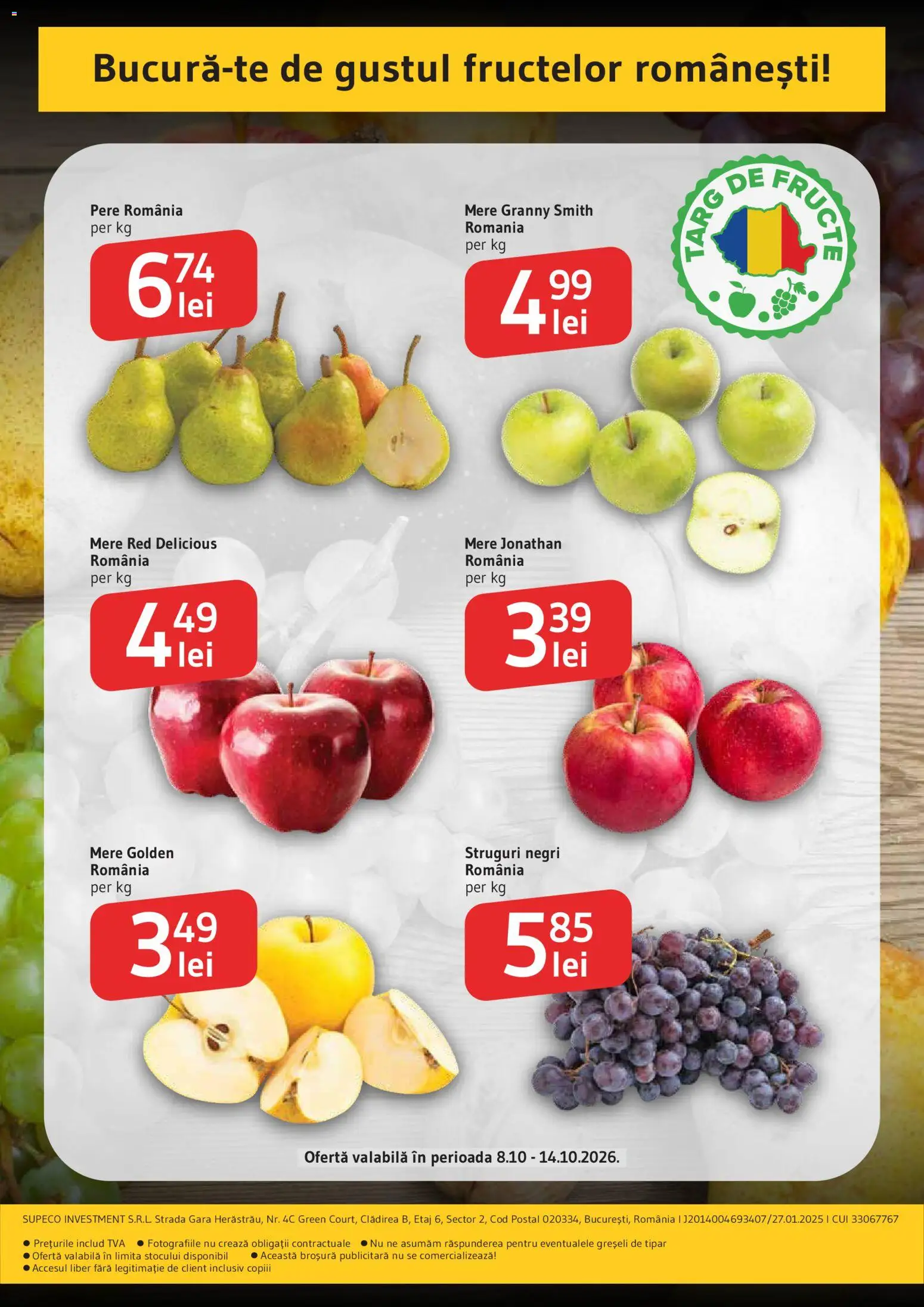 Noul catalog Supeco – valabil de la 08.10.2026 | Pagină: 2 | Produse: Struguri negri, Mere, Pere, Fructe