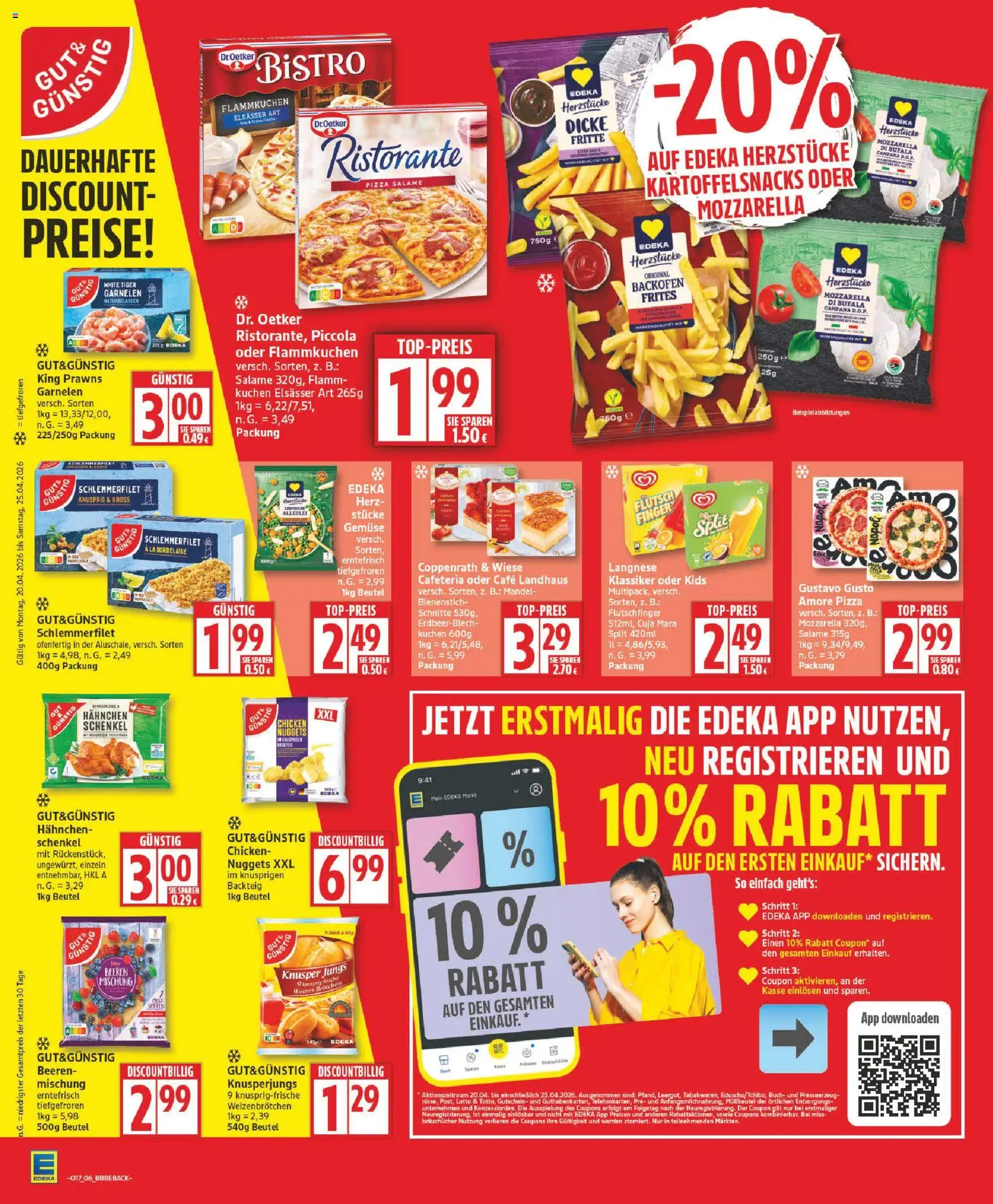 Edeka Prospekt 	 – gültig ab 20.04.2026 | Seite: 6 | Produkte: Ristorante, Langnese, Hahnchen, Kuchen