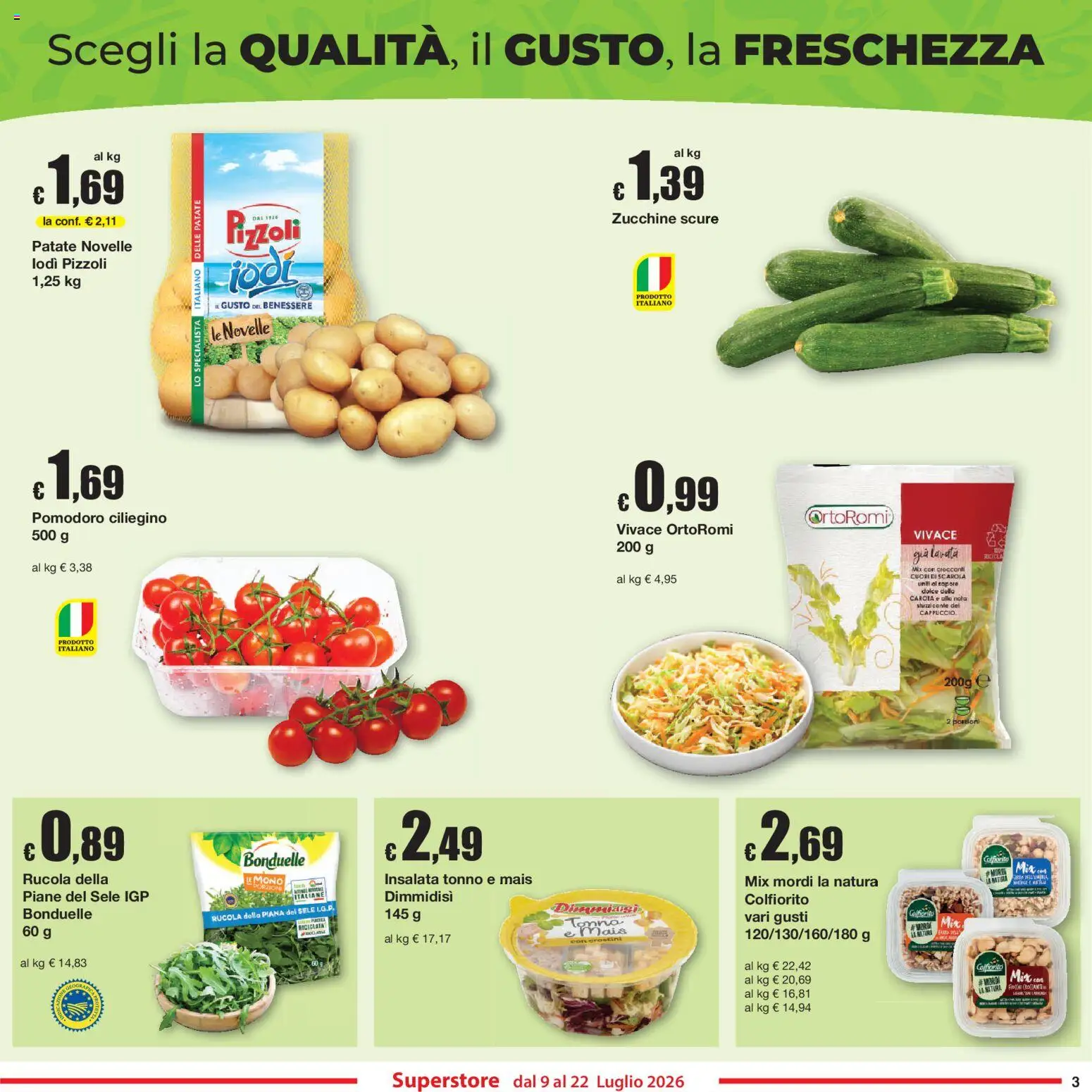 Volantino Sì con Te del 09/07/2026 | Pagina: 3 | Prodotti: Patate, Cappuccio, Tonno, Mais