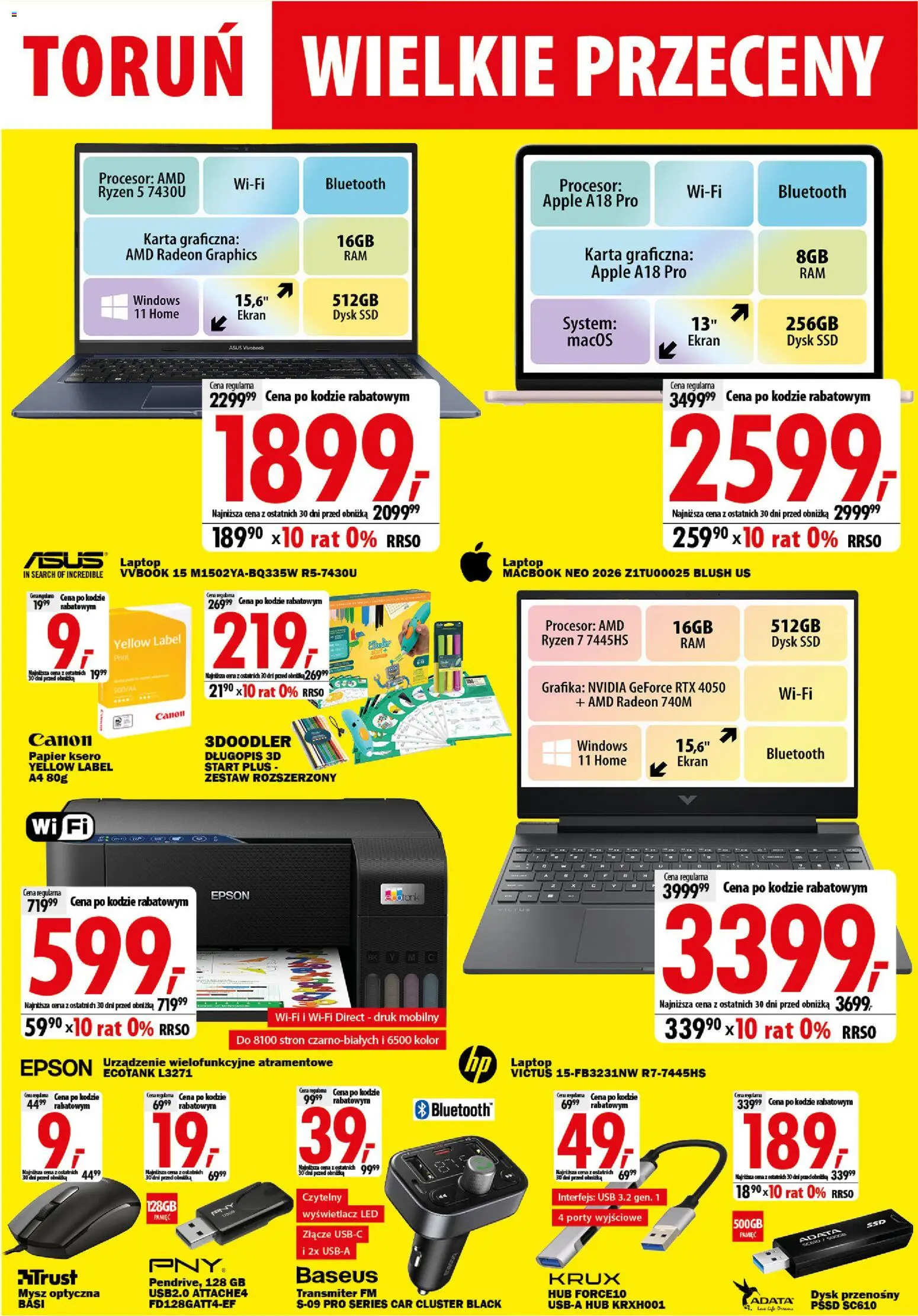 Mediaexpert promocje - Wielkie przeceny Toruń od 10.08.2026 | Strona: 5 | Produkty: Laptop, Złącze, Dysk, Papier ksero