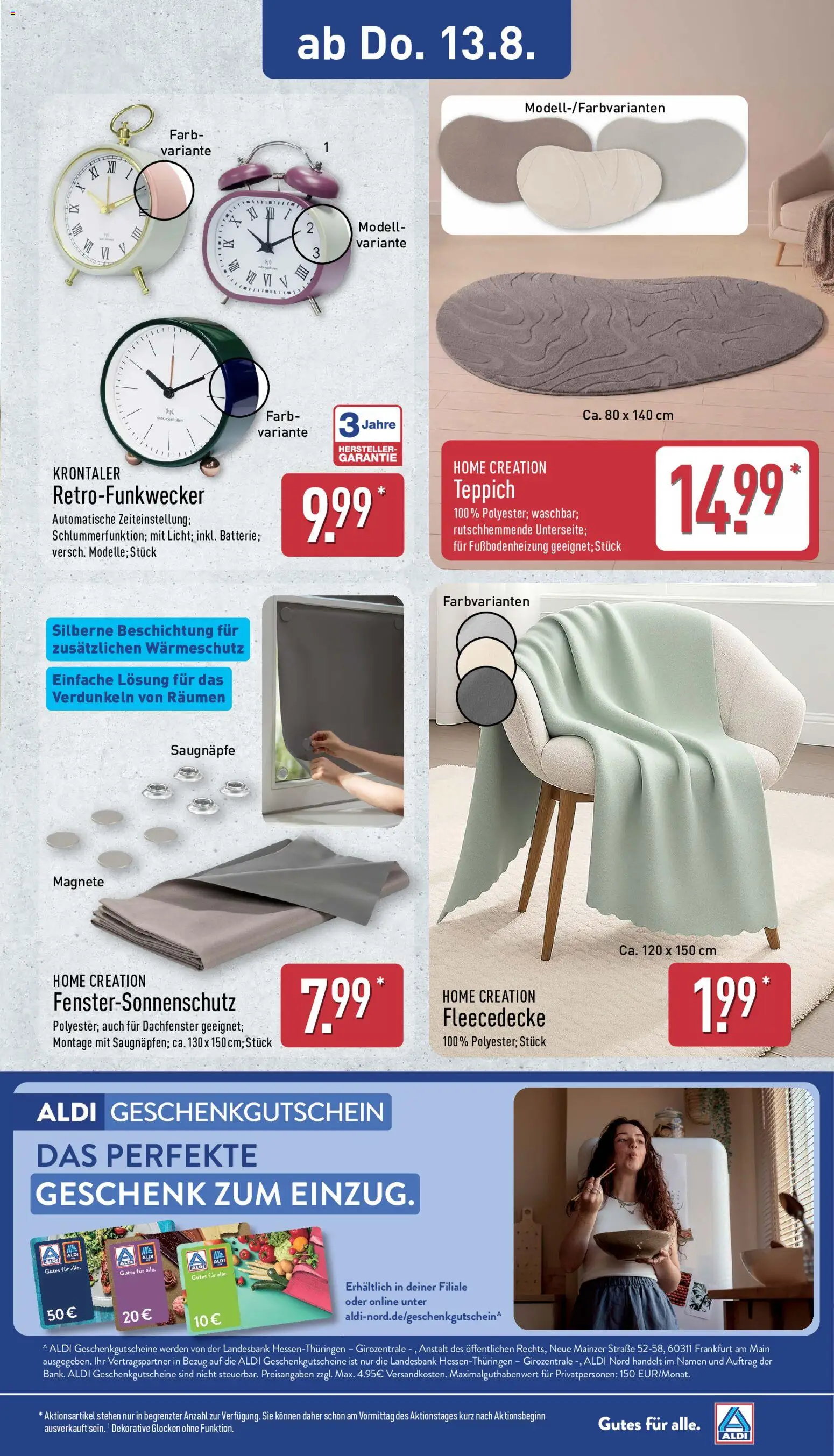 Aldi Prospekt – gültig ab 10.08.2026 | Seite: 23 | Produkte: Decke, Teppich, Home creation