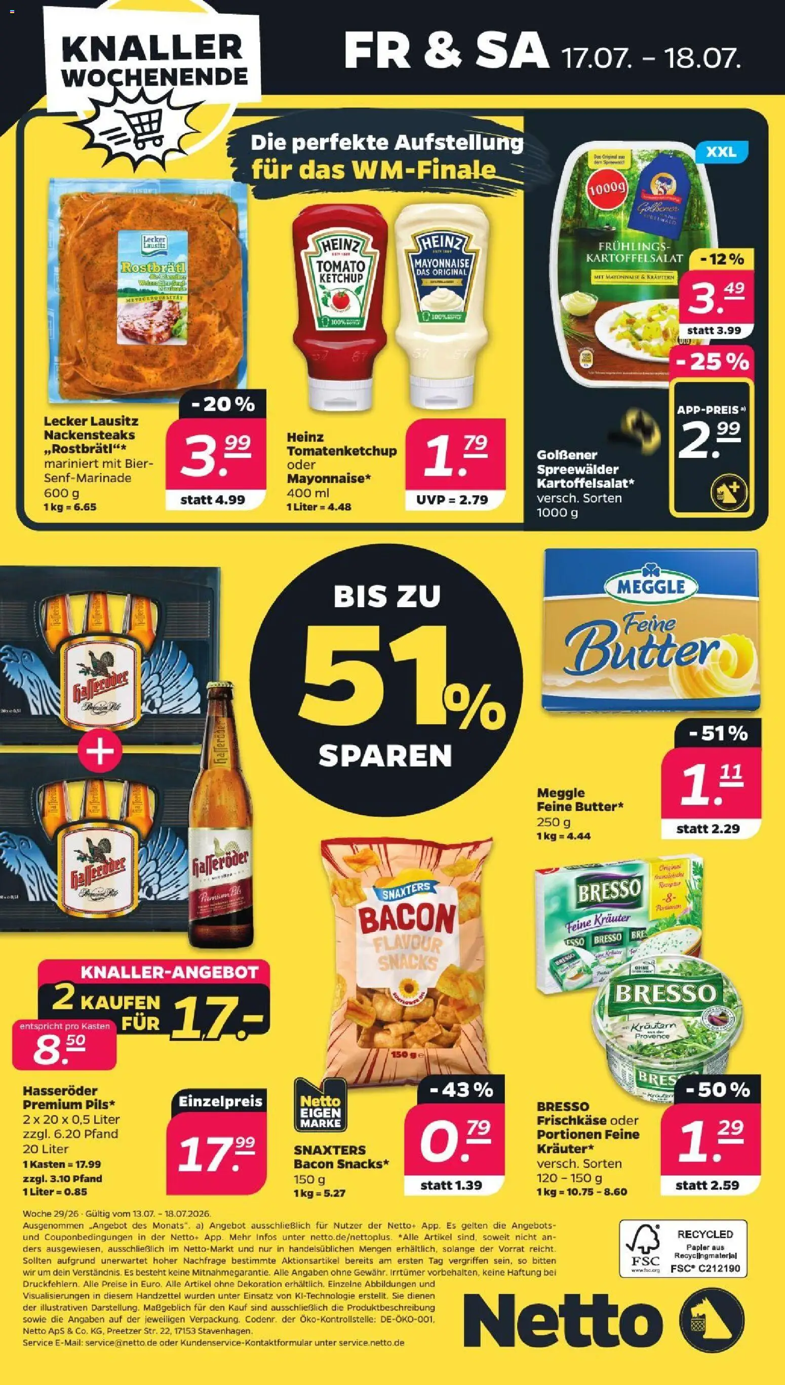 Netto Prospekt – gültig ab 13.07.2026 | Seite: 36 | Produkte: Bier, Bresso, Hasseröder, Frischkase