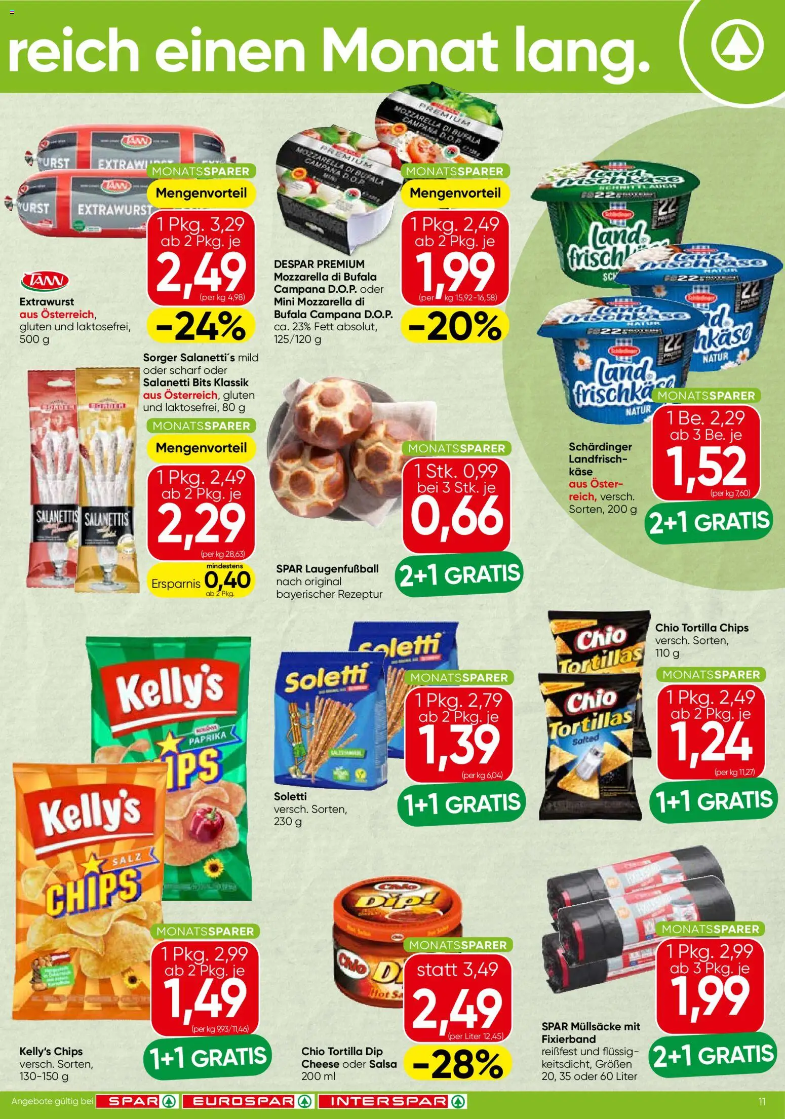 Spar Monatssparer gültig ab 11.06.2026 | Seite: 2 | Produkte: Chips, Salz, Wurst, Käse