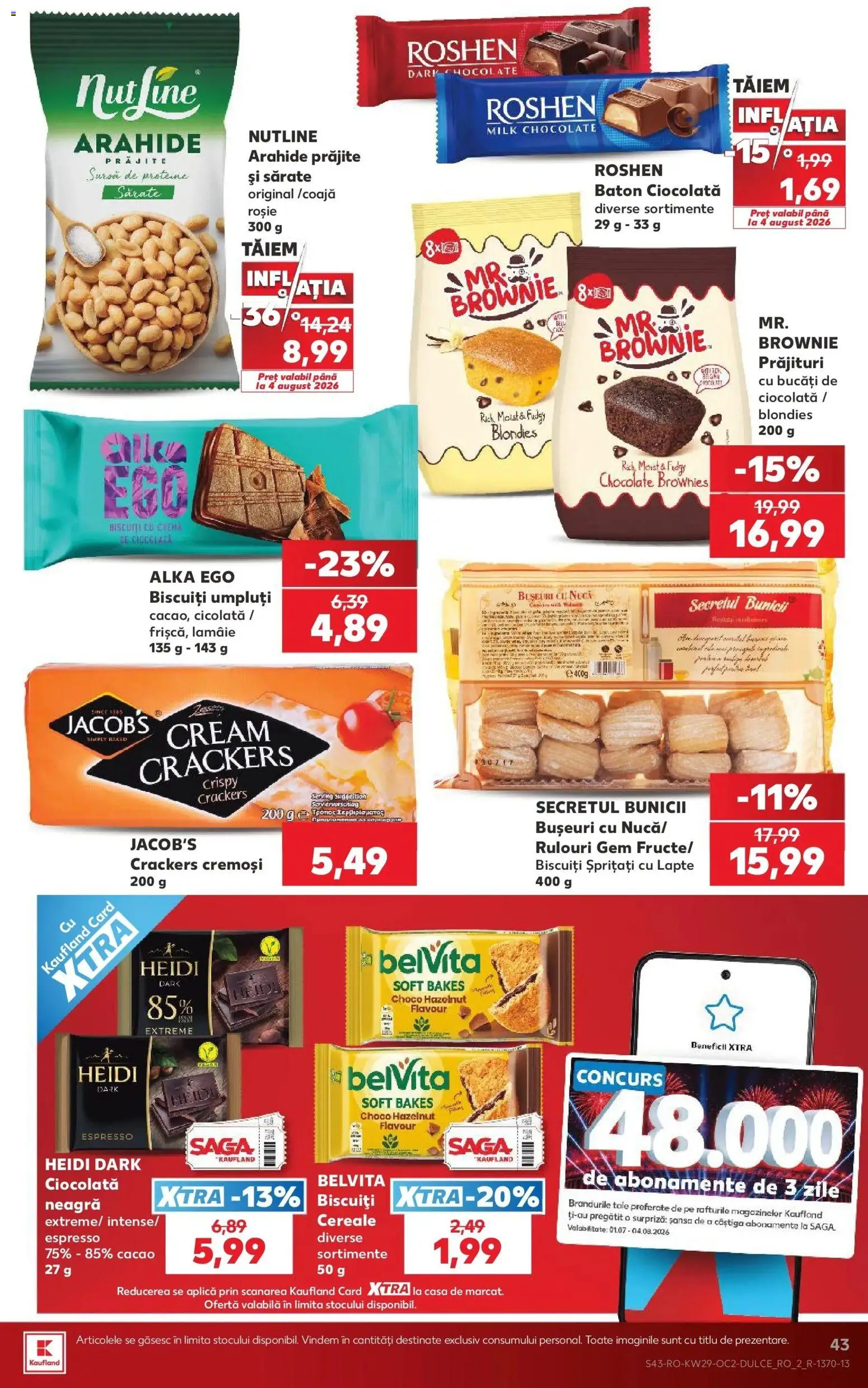 Noul catalog Kaufland – valabil de la 15.07.2026 | Pagină: 43 | Produse: Proteine, Arahide, Gem, Ciocolată