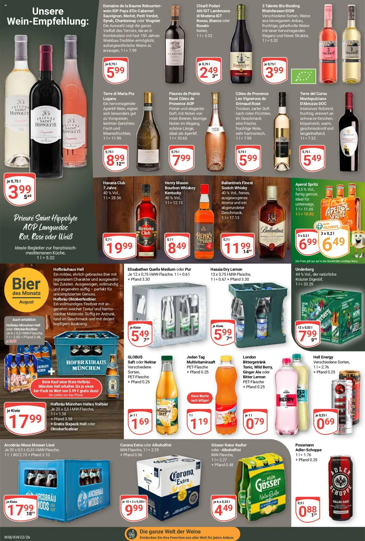 Globus Prospekt Wiesbaden-Nordenstadt – gültig ab 10.08.2026 | Seite: 17 | Produkte: Whisky, Fisch, Saft, Bourbon