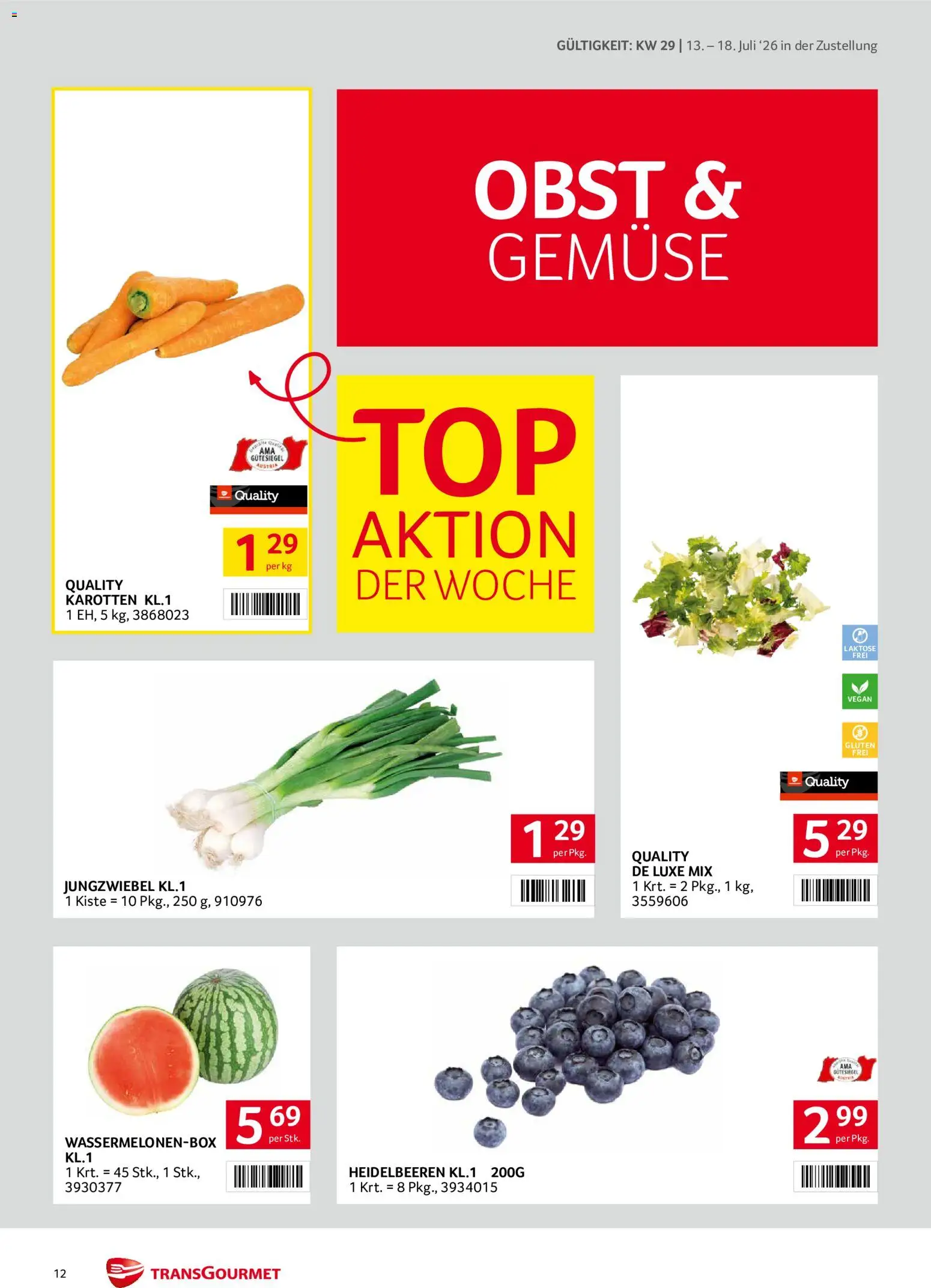 Transgourmet Zustellaktion gültig ab 13.07.2026 | Seite: 12 | Produkte: Gemüse, Obst
