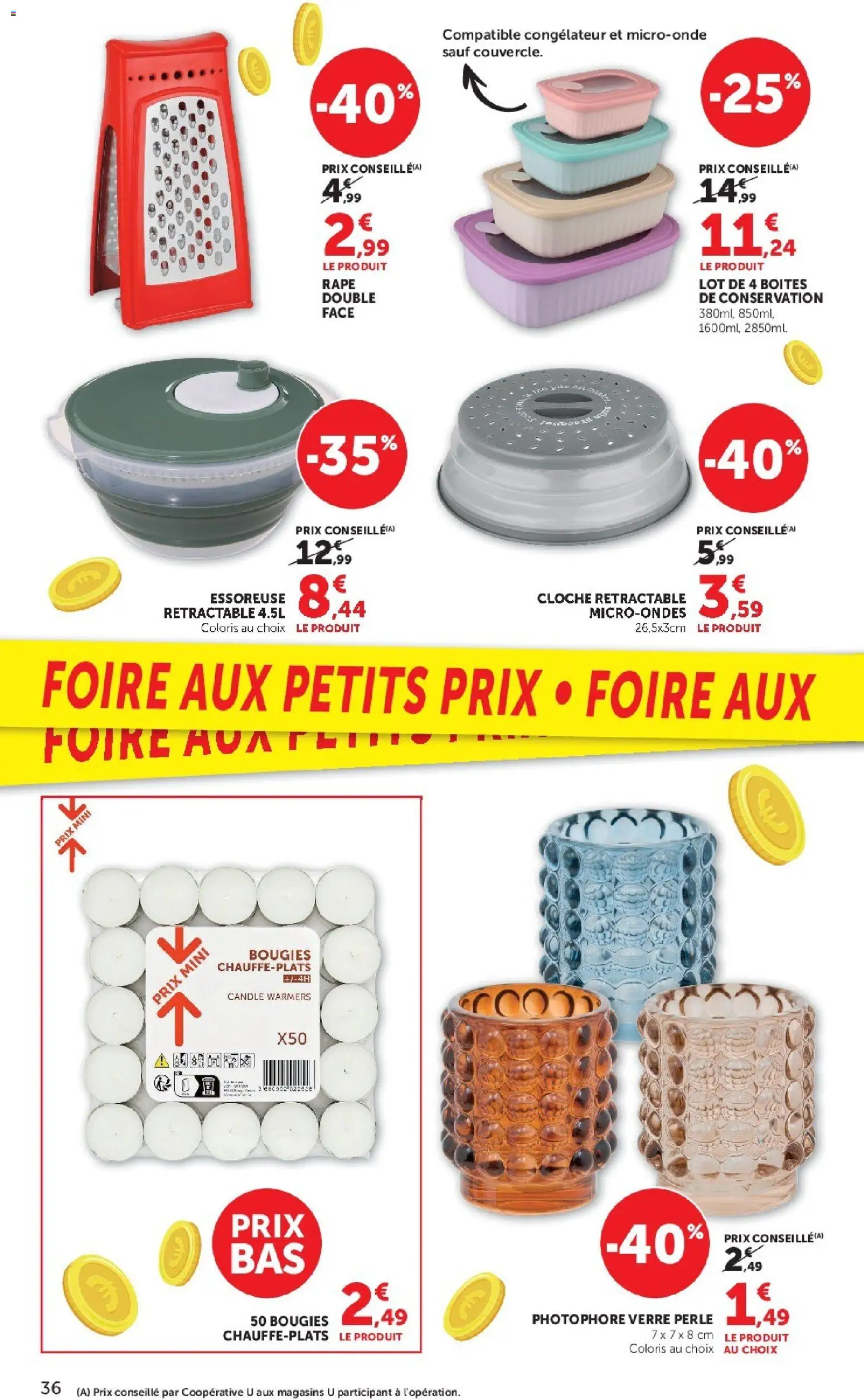 {H1} | Page: 36 | Produits: Essoreuse, Cloche, Râpe, Bougies
