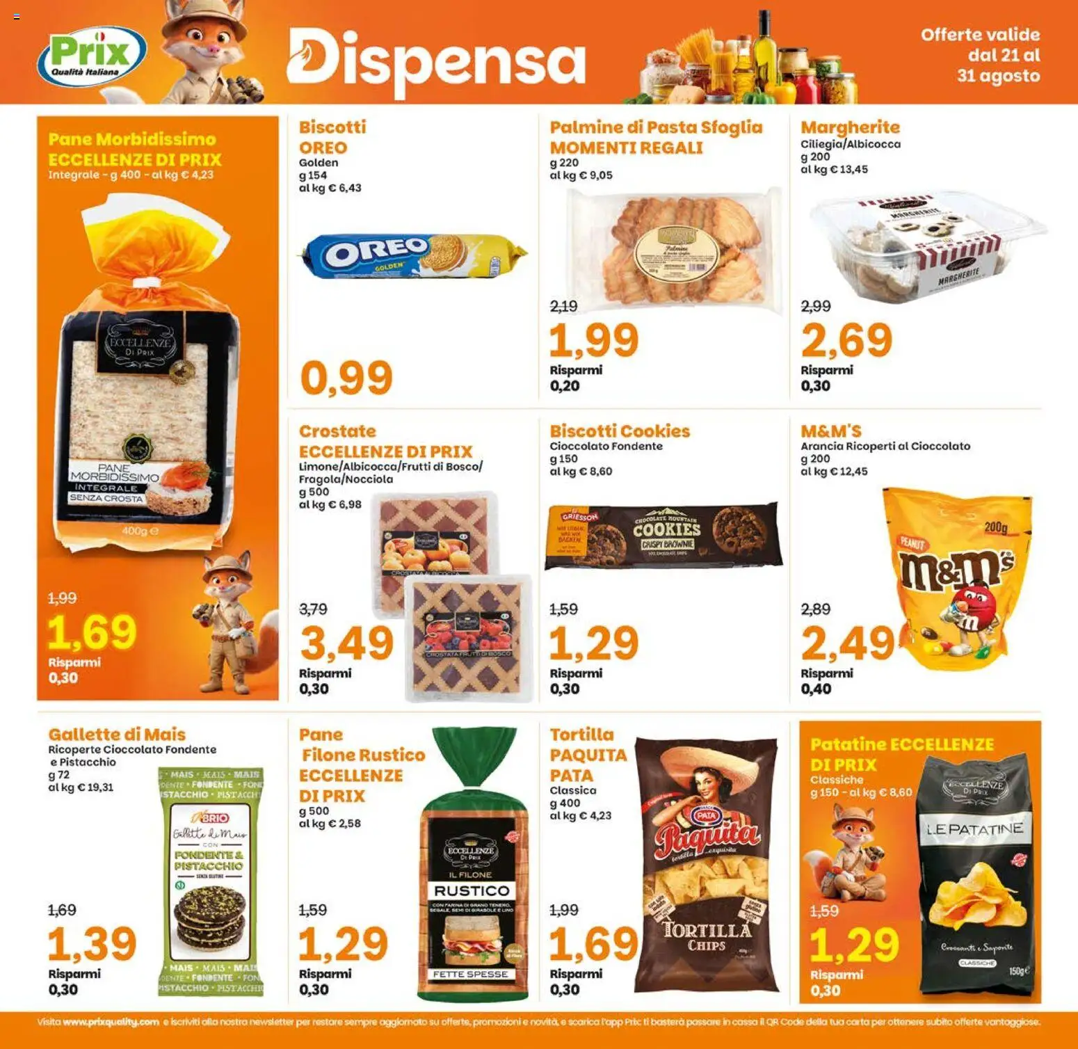Volantino Prix del 21/08/2026 | Pagina: 13 | Prodotti: Pistacchio, Patatine, Pasta, Oreo