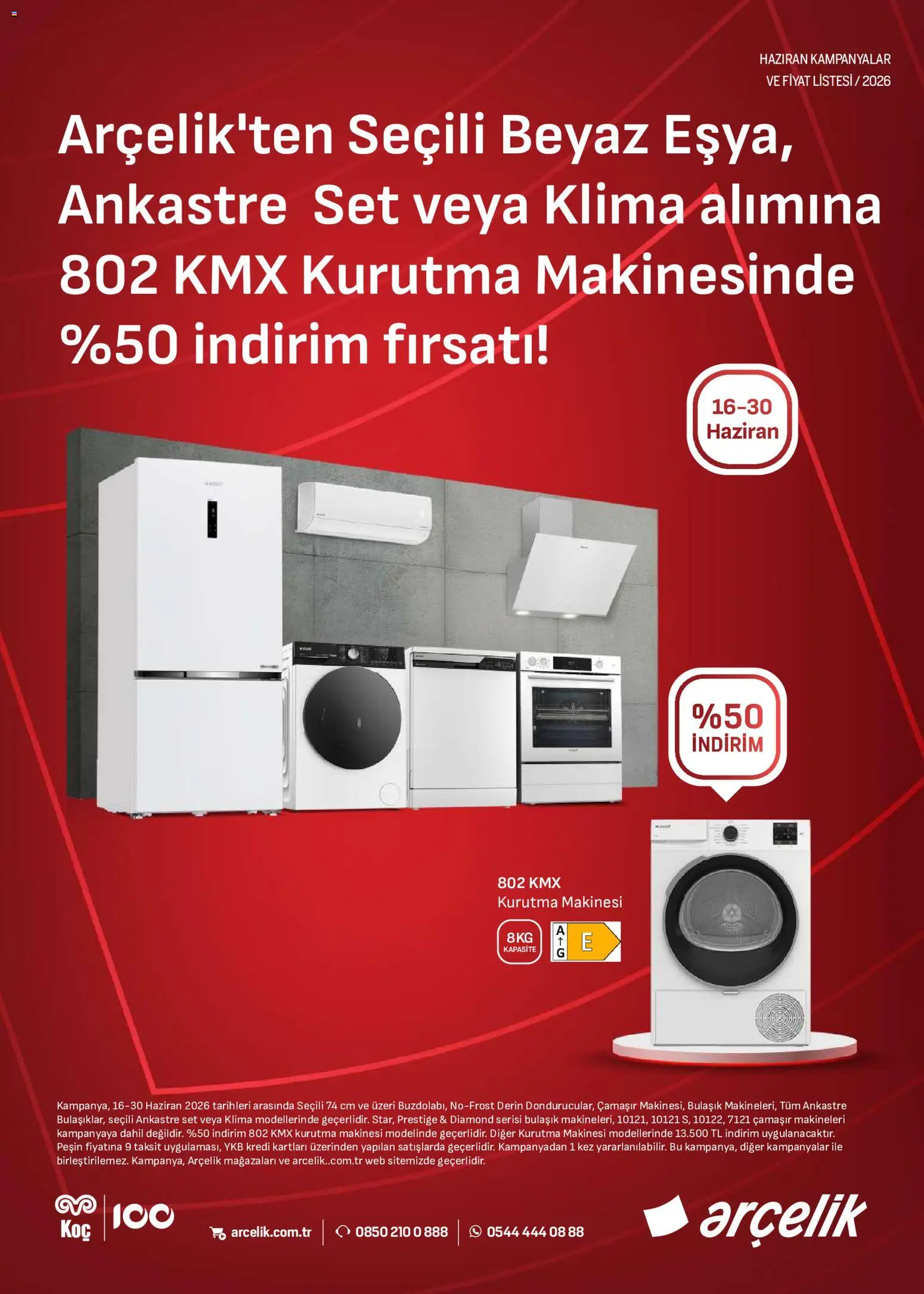 Arçelik - Arçelik Genel Kataloğu - 16 Haziran 2026 tarihinden itibaren geçerlidir | Sayfa: 1 | Ürünler: Kurutma makinesi, Klima