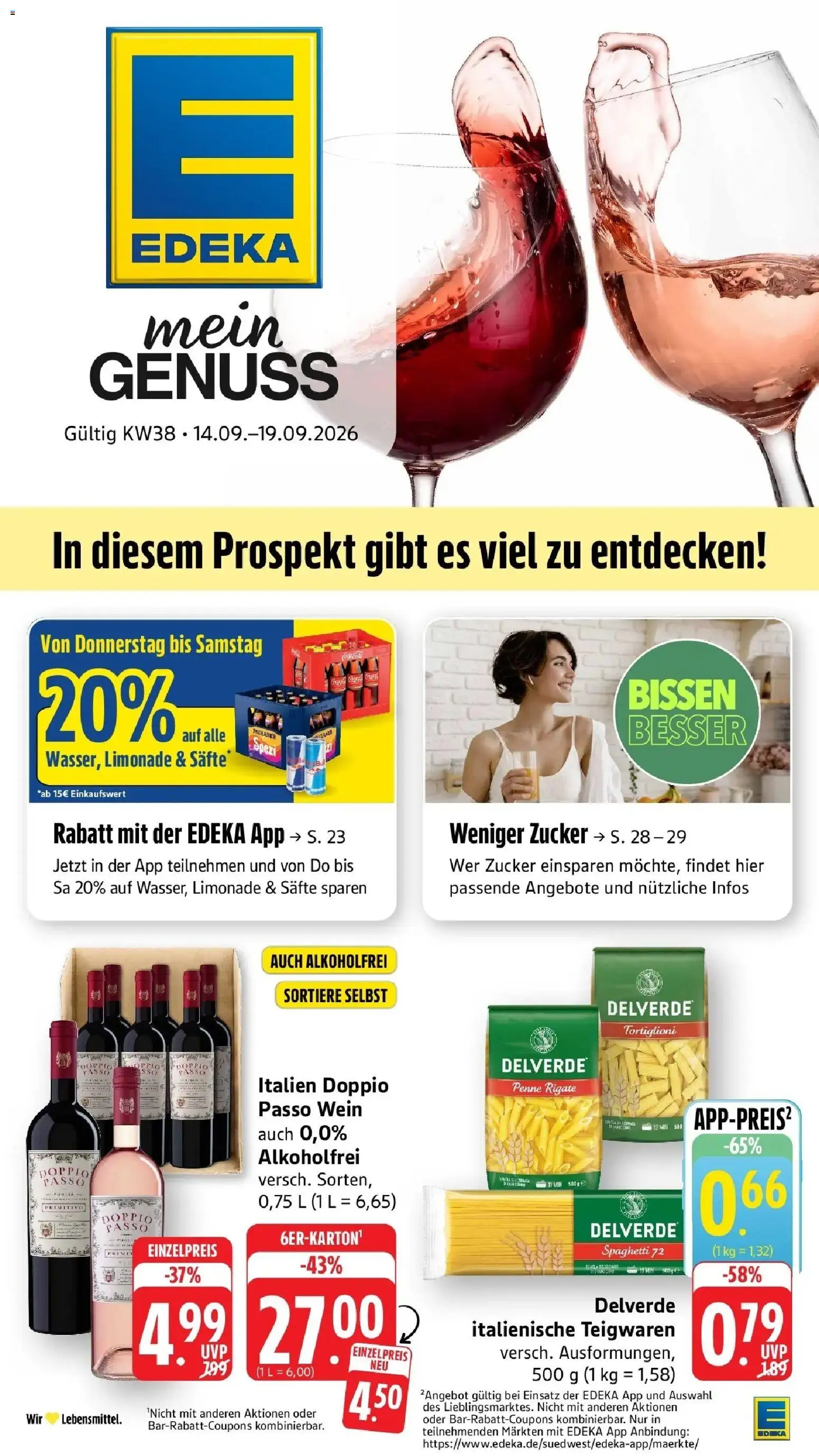 Edeka Prospekt Bad Camberg (ab 14.09.2026) » Angebote Online | Seite: 1 | Produkte: Spaghetti, Zucker, Doppio Passo, Wein
