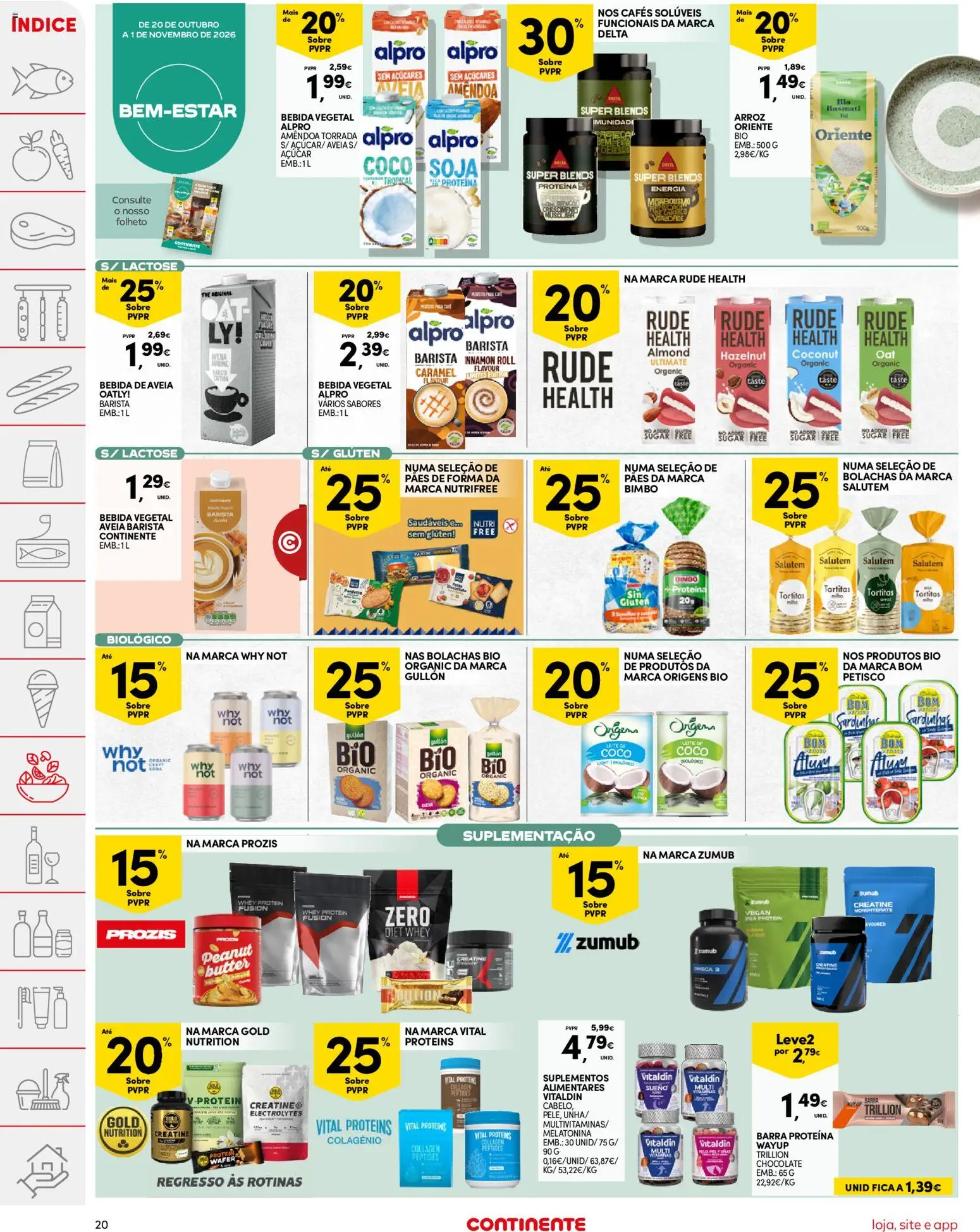 Continente folheto │ válido de 20/10/2026 | Página: 20 | Produtos: Soja, Arroz, Açúcar, Bebida