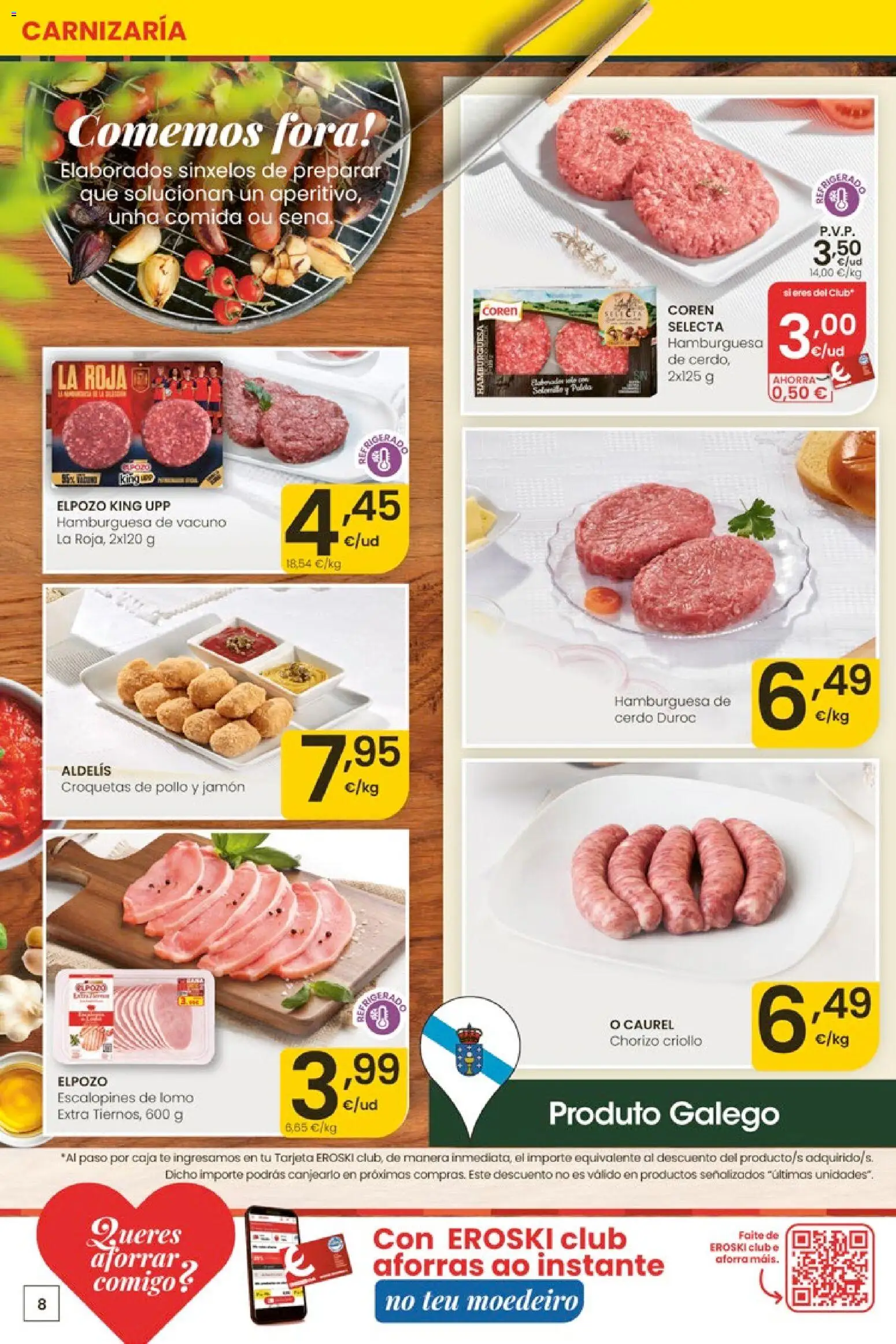 Eroski Quieres ahorrar conmigo │ válido desde el 14.05.2026 | Página: 8 | Productos: Cerdo, Té, Σοκολατούχο γάλα, Caja