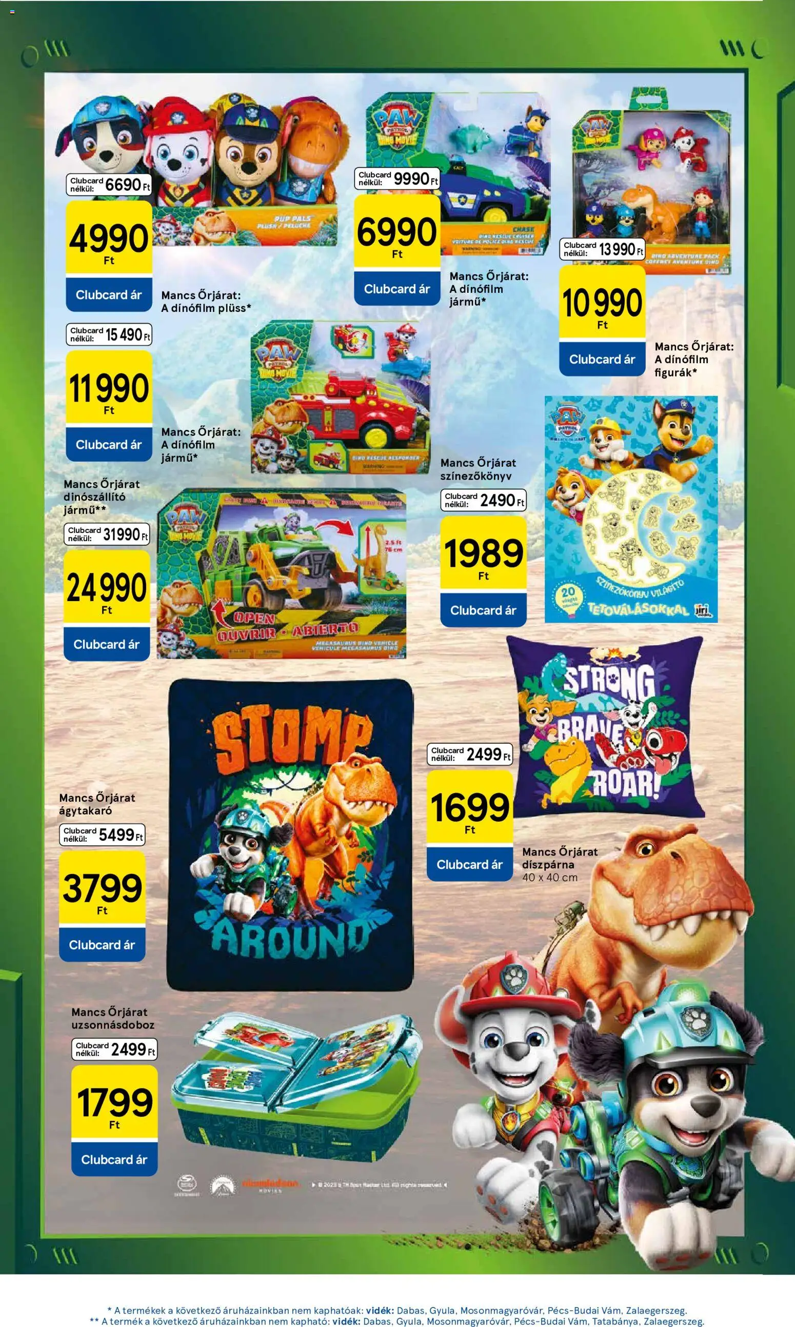 Tesco akciós ujság - amely érvényes a következő dátumtól: 2026.08.13. | Oldal: 13 | Termékek: Dino, Mancs őrjárat, Ágytakaró, Díszpárna