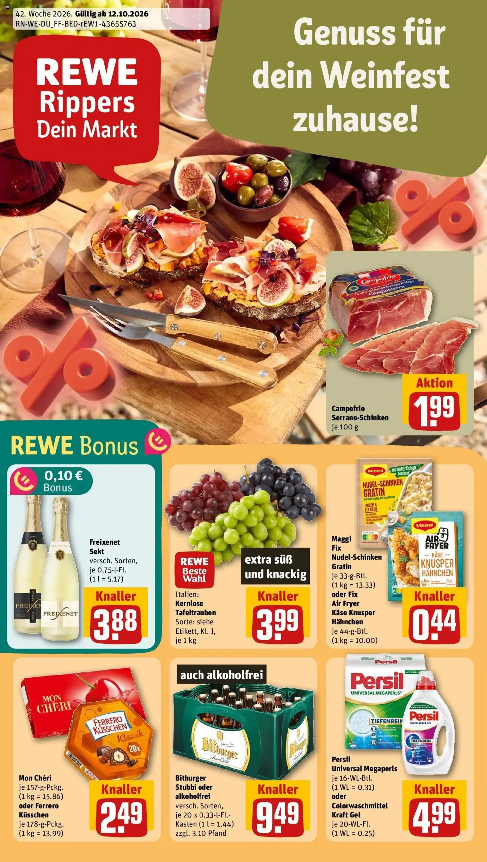 REWE Prospekt ab 12.10.2026 zum Blättern » Angebote | Seite: 1 | Produkte: Maggi, Käse, Freixenet, Persil