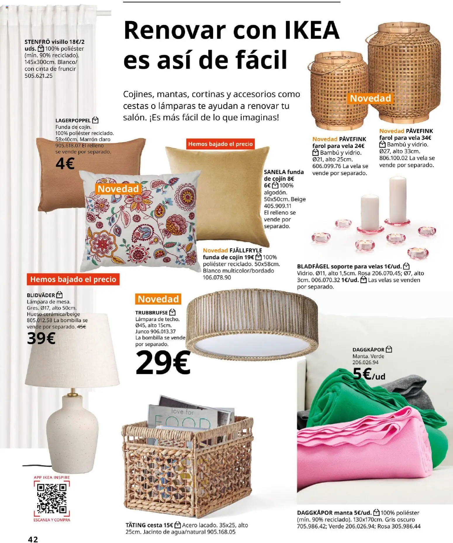 Catálogo IKEA Accesorios y decoración │ válido desde el 01/02/2026 | Página: 42 | Productos: Funda, Bombilla, Cojín, Cesta