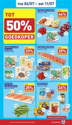 Zomerse salade met kaas, Salad mix with cheese - Voorbeeld van een folder van Aldi, geldig van 06/07/2026 | Pagina: 7 | Producten: Ham, Zalm, Tortilla, Kaas