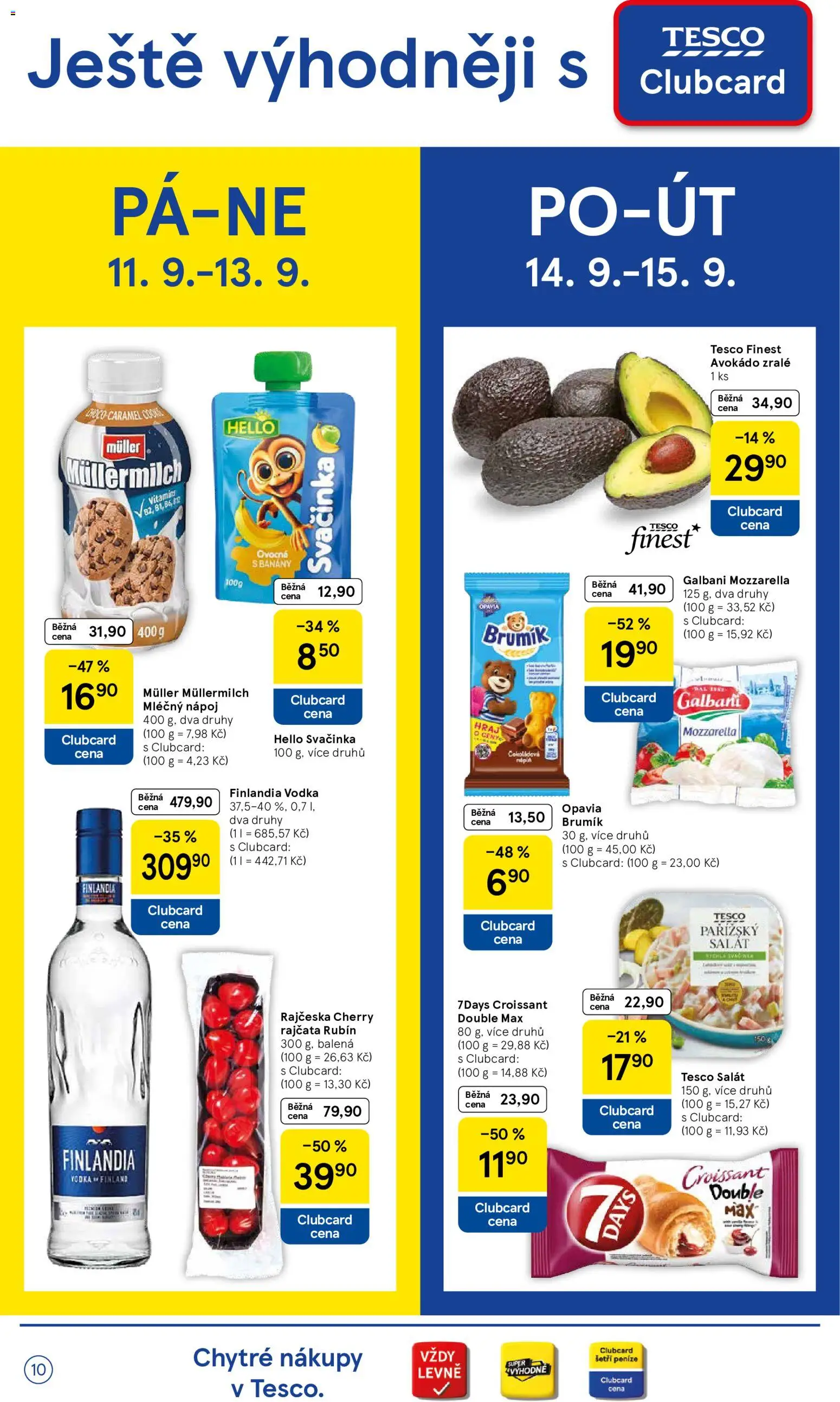 Tesco leták - Supermarket od 09.09.2026 | Strana: 10 | Produkty: Rajčata, Banány, Vodka, Mozzarella
