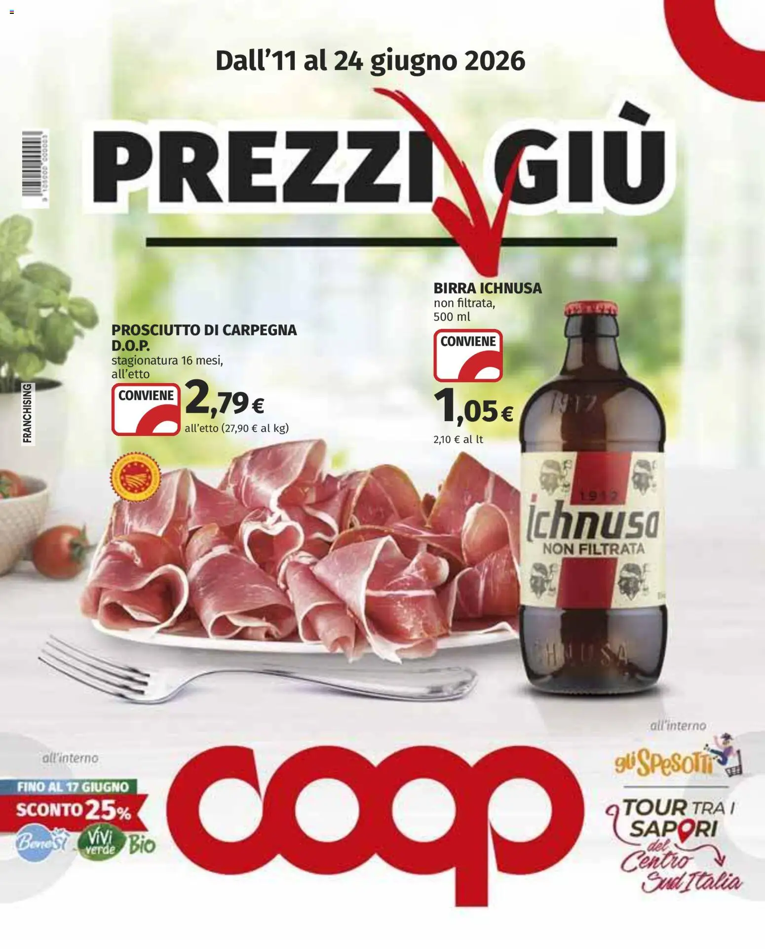 Volantino COOP del 11.06.2026 | Pagina: 1 | Prodotti: Birra, Prosciutto