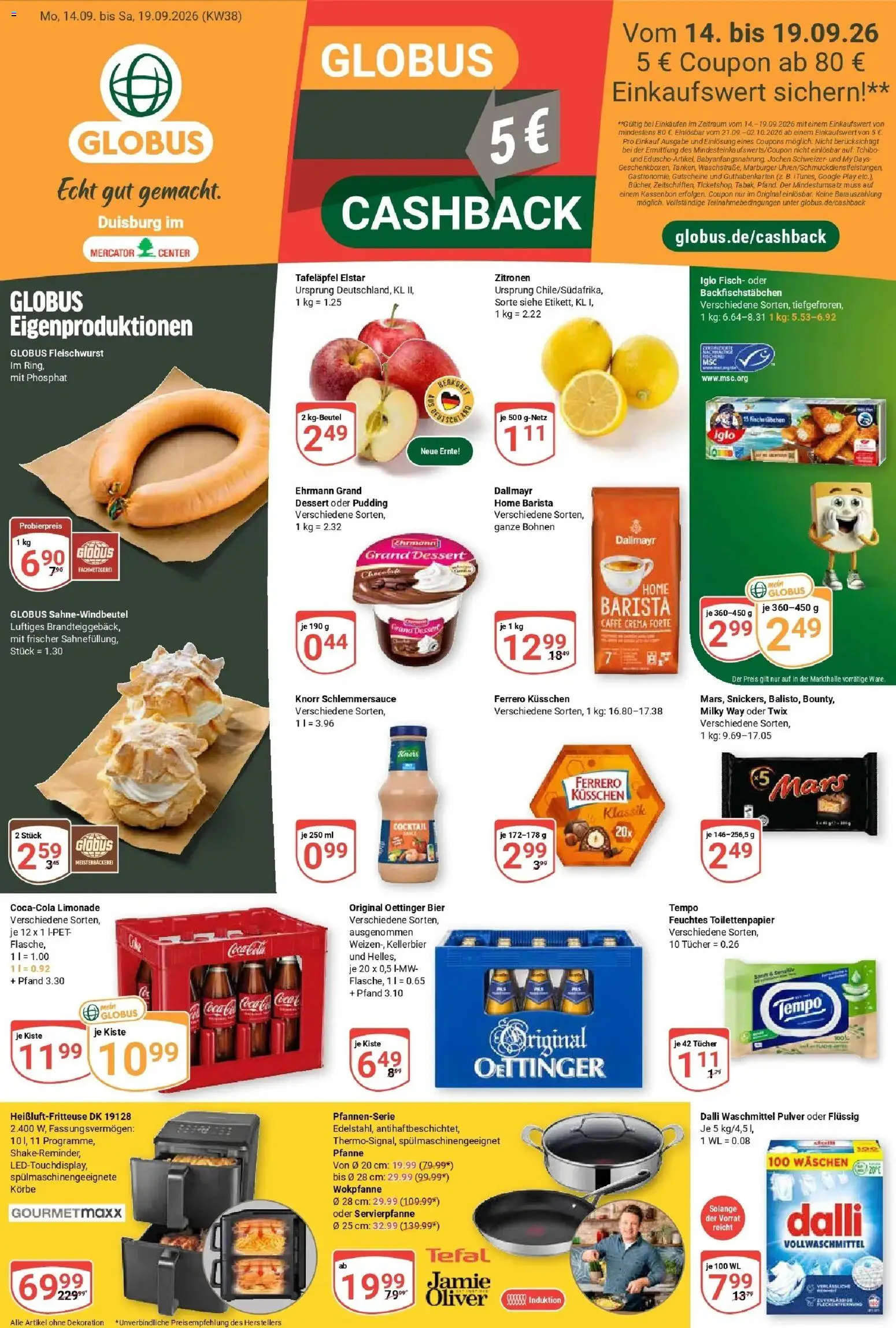 Globus Prospekt Duisburg (ab 14.09.2026) » Angebote online | Seite: 3 | Produkte: Oettinger, Fisch, Tempo, Feuchtes Toilettenpapier