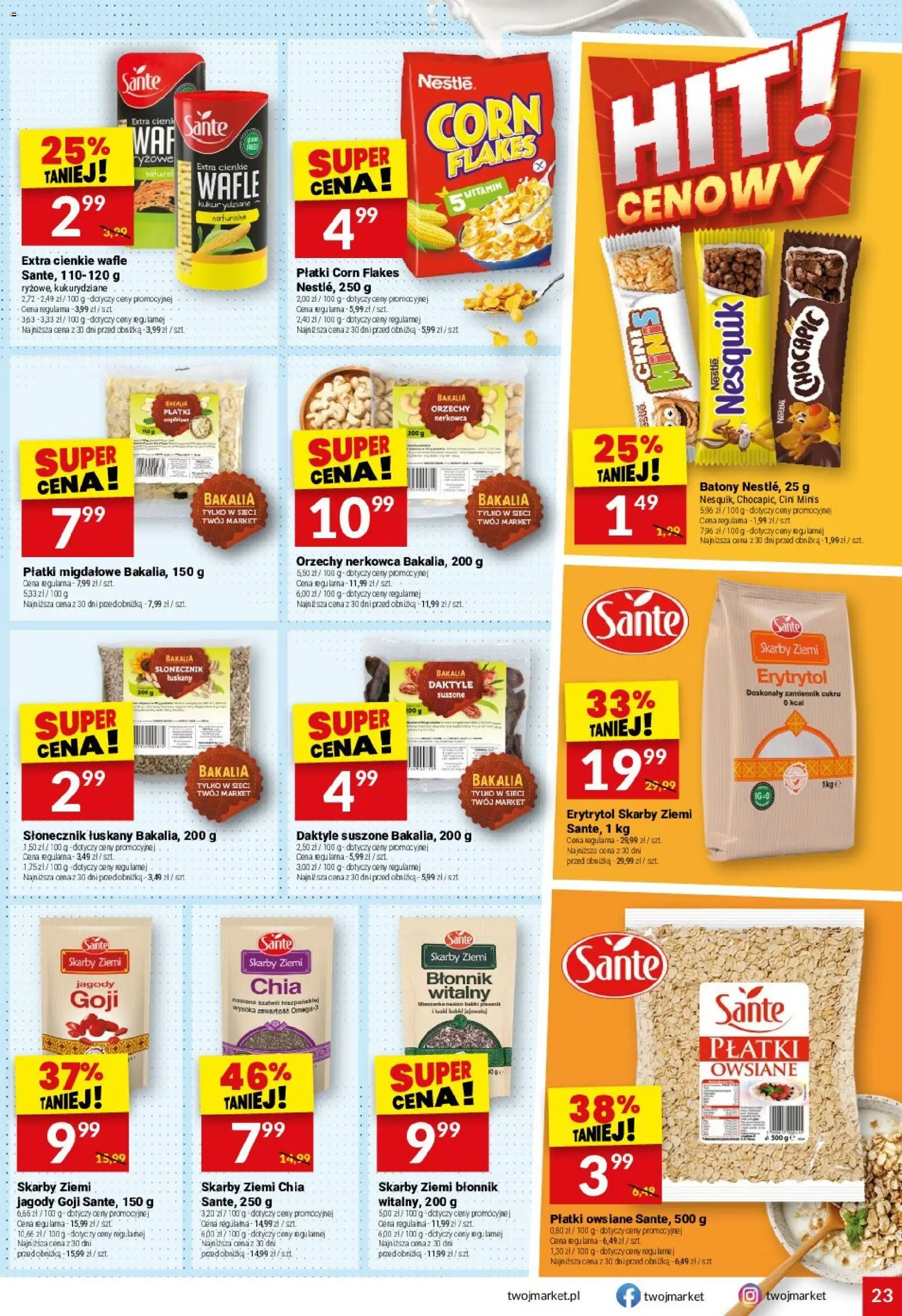 Twój Market gazetka od 02.09.2026 | Strona: 23 | Produkty: Płatki owsiane, Chia, Słonecznik, Płatki migdałowe