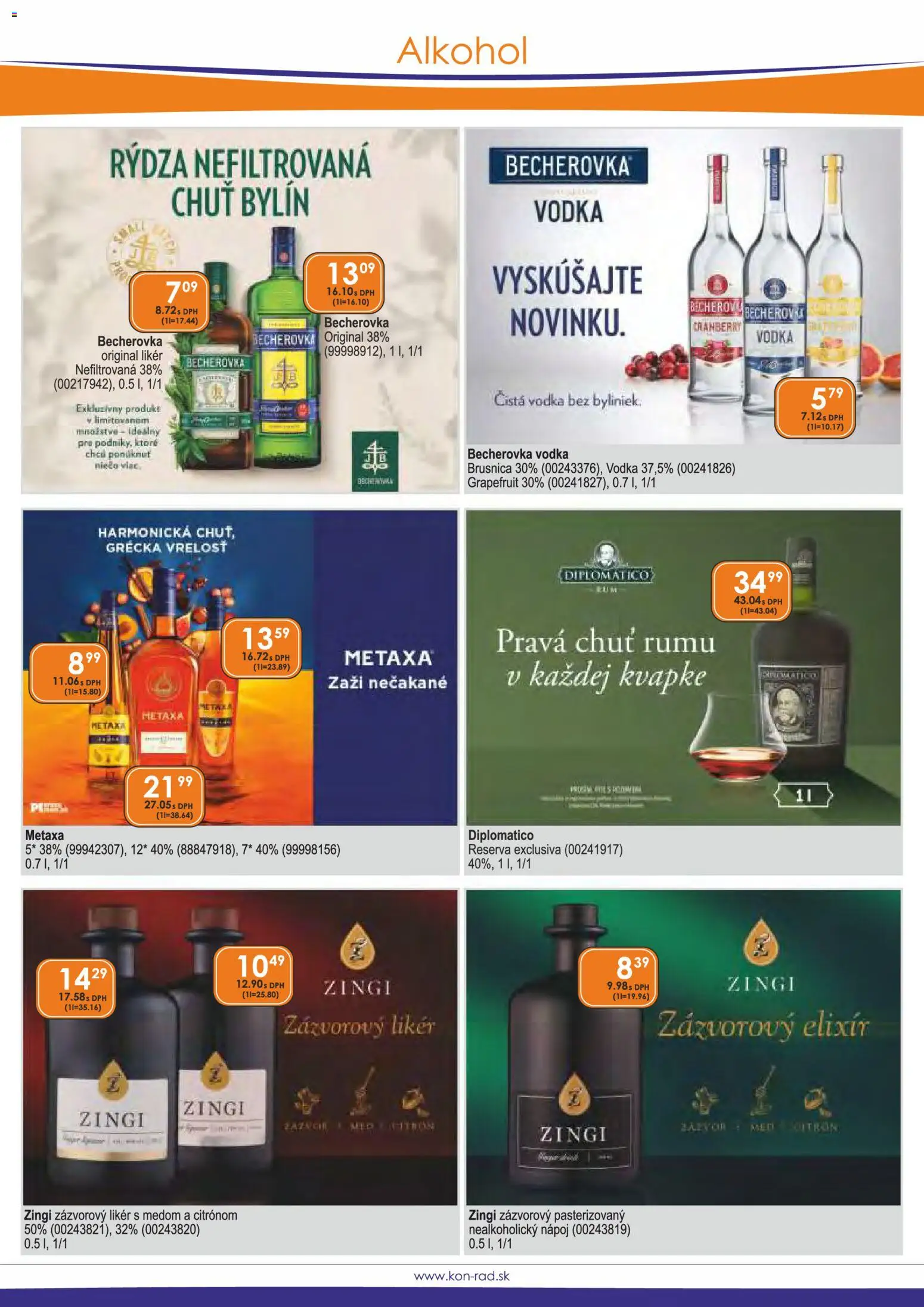 Nové KON - RAD akcie – leták je platný od 01.03.2026 | Strana: 11 | Produkty: Zázvor, Metaxa, Alkohol, Med